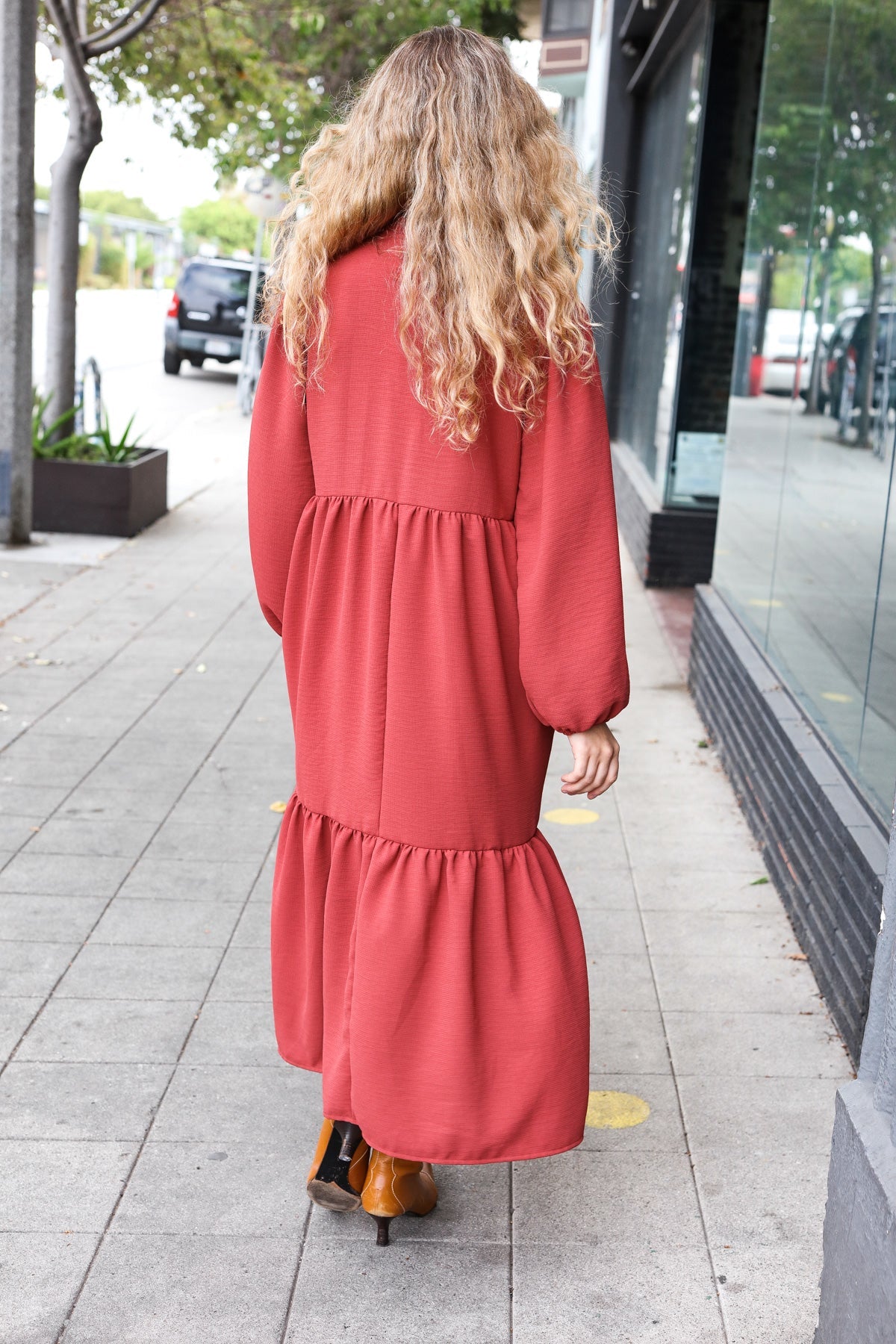 Elegant Notched Neck Frill Hem Tiered Maxi Dress for Women - Boho Summer Beach Party, Wedding Guest, Vacation Outfit