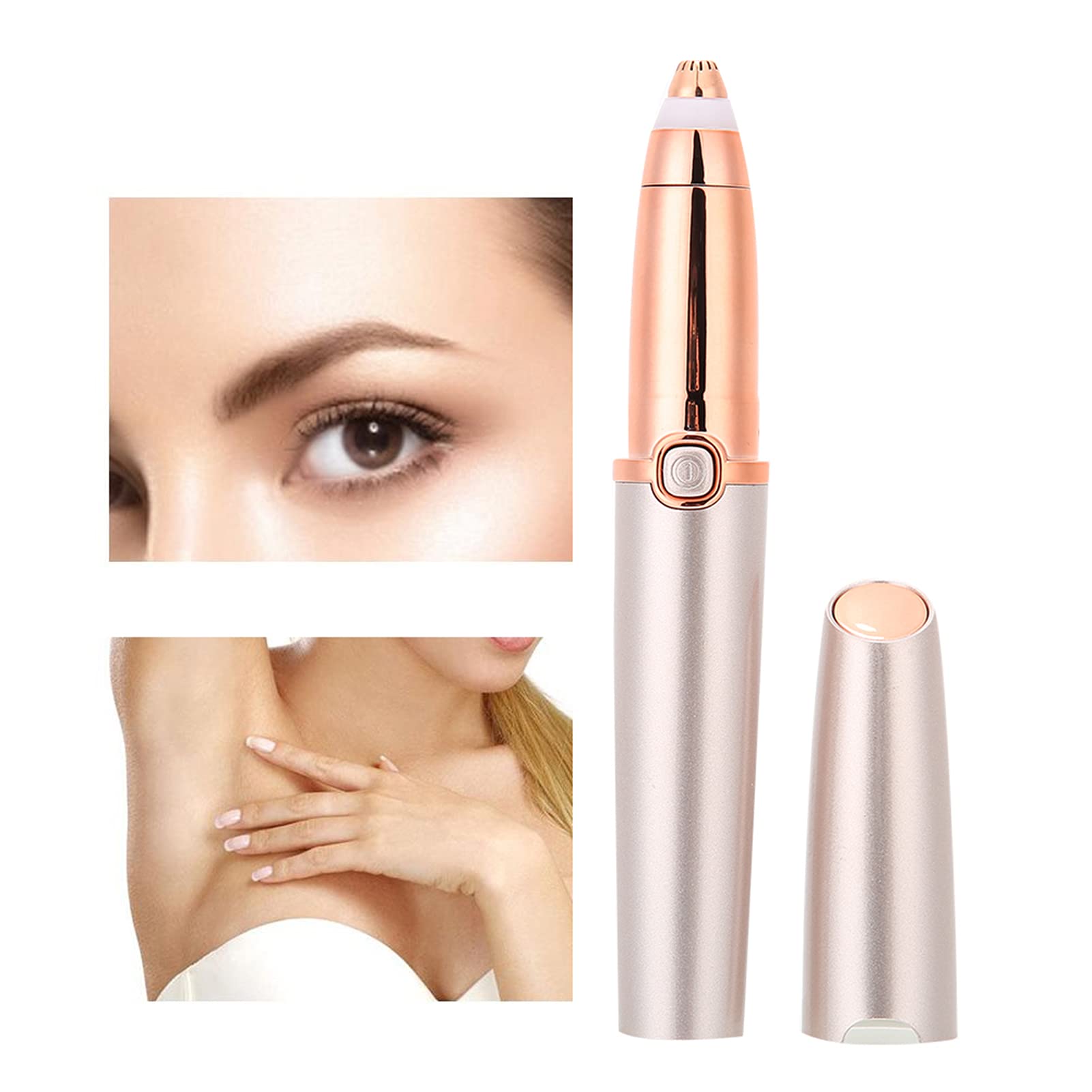 Eyebrow & Facial Hair Trimmer for Women - USB Rechargeable Portable Eyebrow Shaver - Painless Facial Hair Remover for Eyebrows, Upper Lip & Peach Fuzz - Perfect for Travel, Home & On-the-Go Grooming