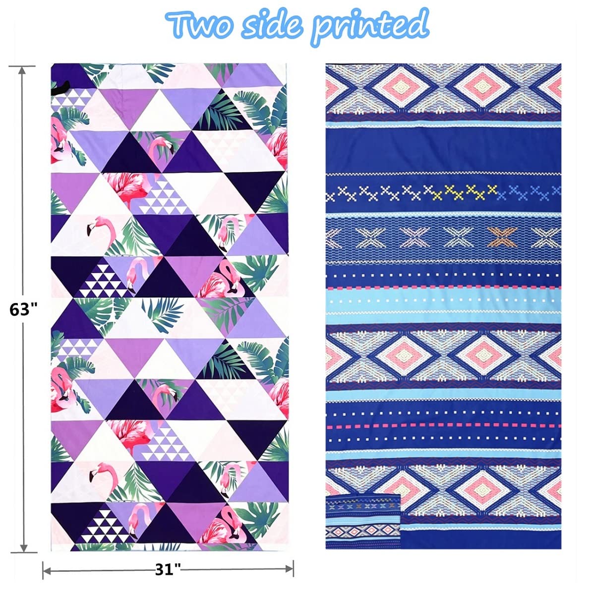 HAOKUN Boho Oversized Beach Towel - Quick Dry Microfiber Sand Free Towel 31