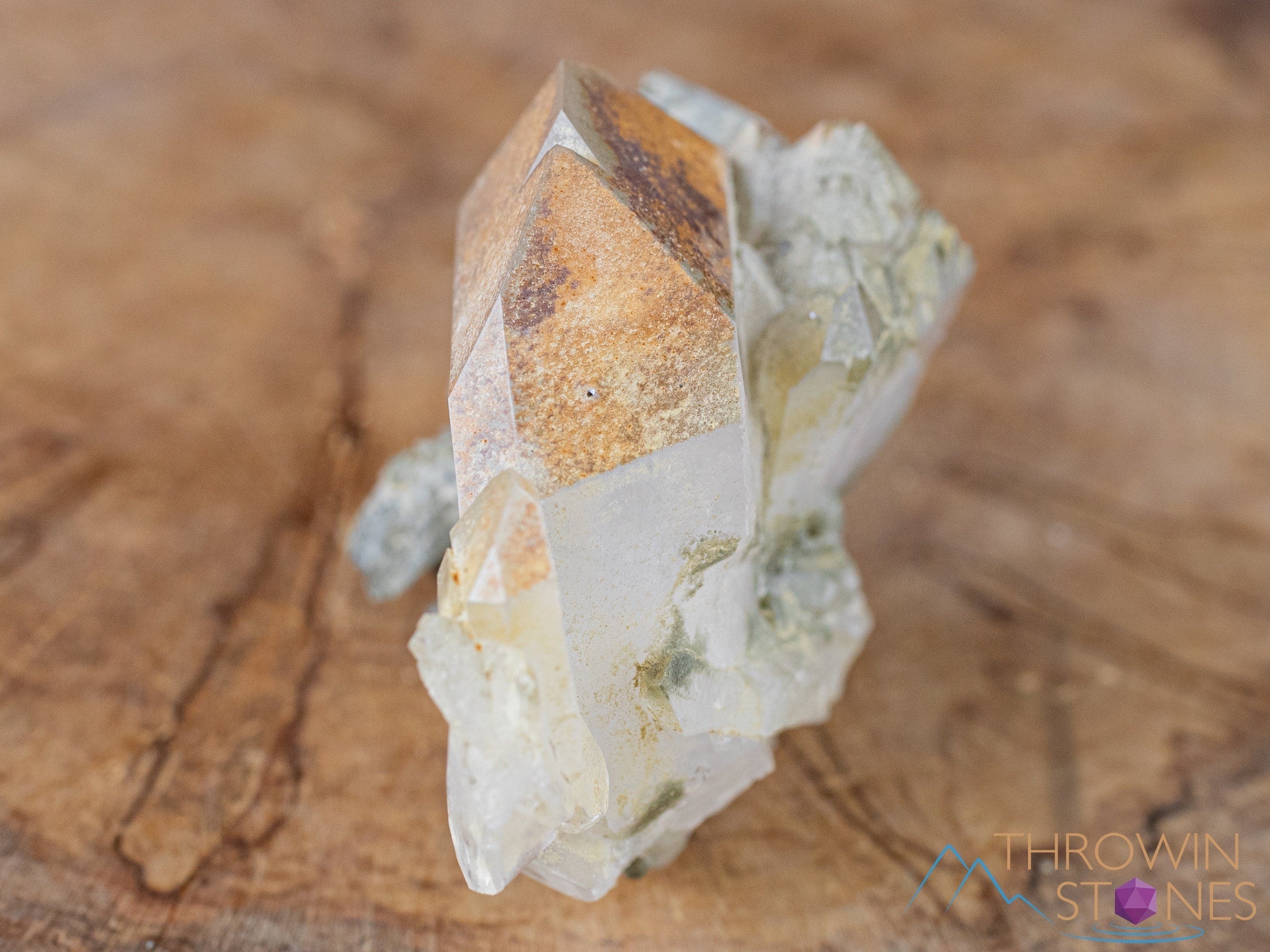 QUARTZ Raw Crystal with CHLORITE - Natural Healing Stone for Home Decor, Housewarming Gift, Meditation & Spiritual Use | Raw Crystals and Stones Collection #41884 | Perfect for Yoga Spaces, Office Desk & Crystal Grids