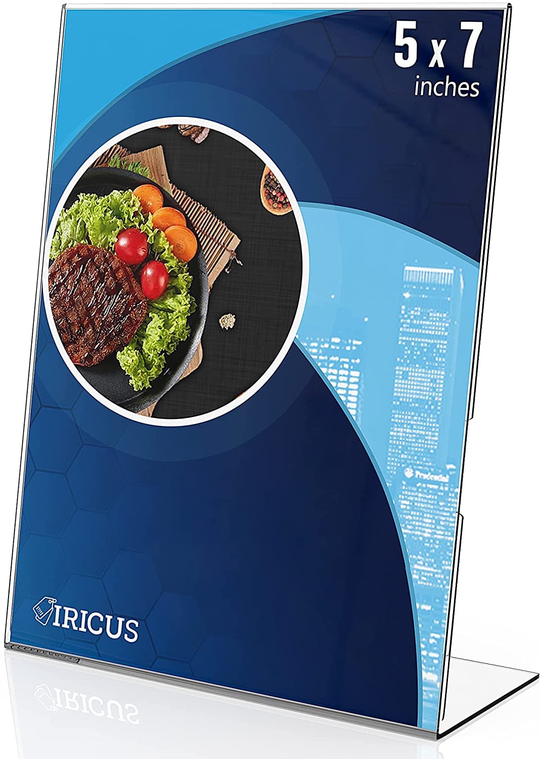 5x7 Inch Acrylic Sign Holder - Clear Plastic Stand for Landscape Flyer & Document Display - Vertical Slanted Back for Retail, Restaurant, Office & Event Signage