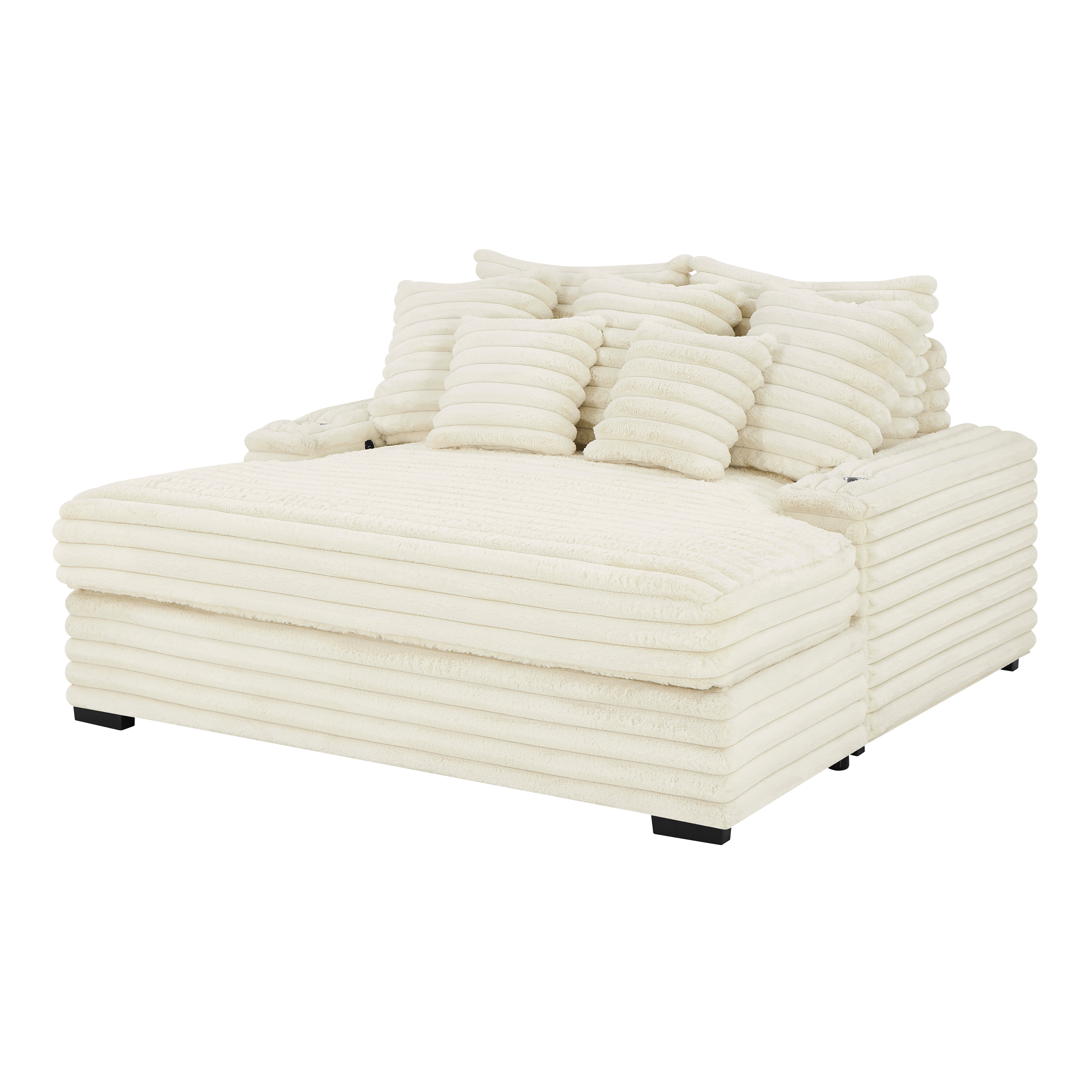 Roundhill Furniture Gaviella Plush Wide Wale Corduroy Oversized Multi-Functional Chaise Lounge - Comfortable Sofa Bed for Living Room, Bedroom & Home Theater Relaxation
