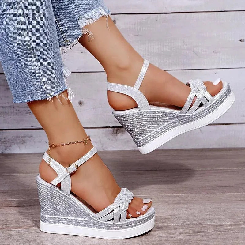 Women's Summer Peep Toe Wedge Sandals - Comfortable High Heel Shoes for Beach, Party & Casual Wear | Breathable & Stylish Fashion Footwear