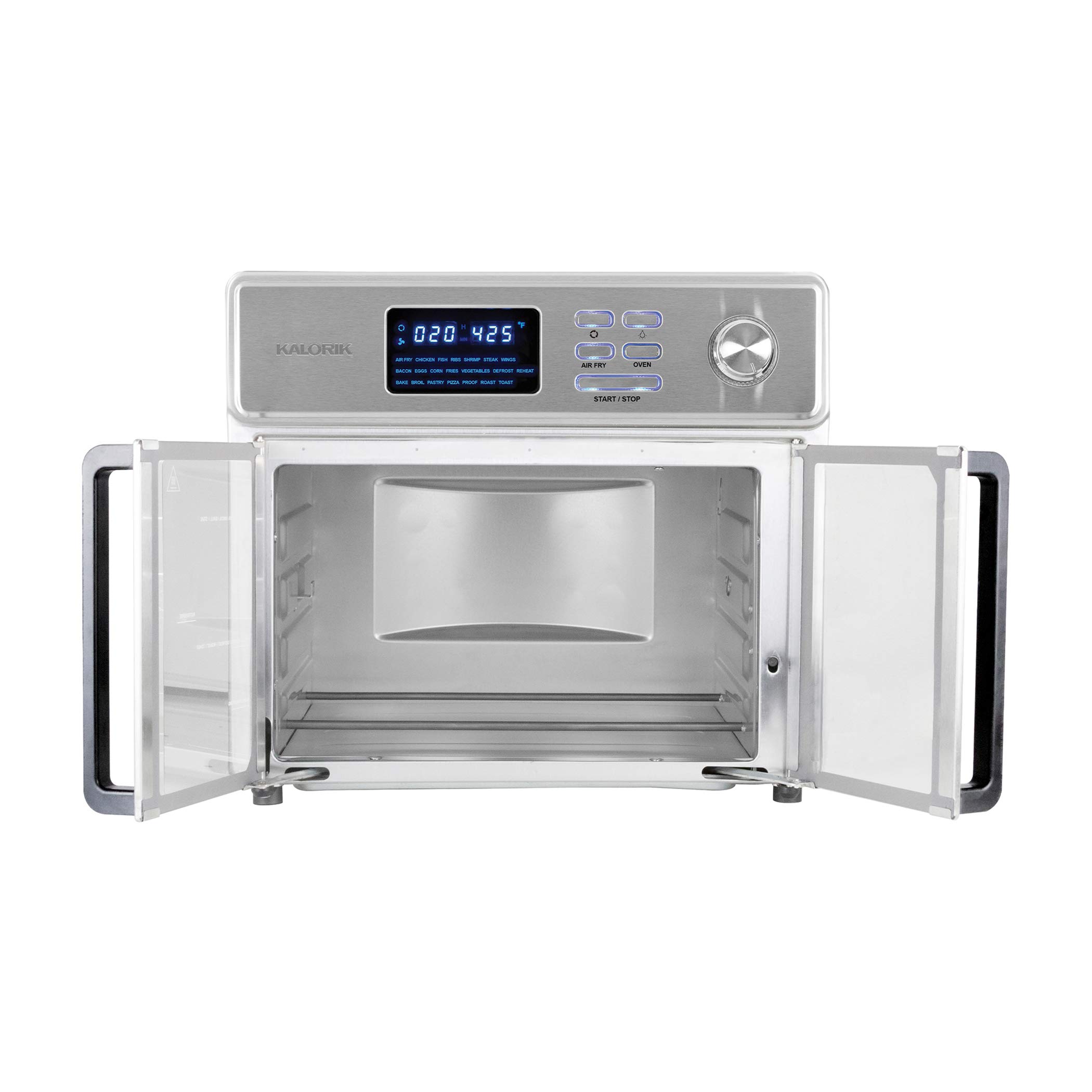 Kalorik 26 QT Digital Maxx Air Fryer Oven - 7-in-1 Multi-Function Countertop Convection Oven with Rotisserie, Dehydrator, Toaster & Slow Cooker | Includes Cookbook | 500°F Fast Heating | Extra Large Capacity Stainless Steel Appliance | Perfect for Family Cooking, Meal Prep & Healthy Air Fried Recipes (Model AFO 47269 SS)