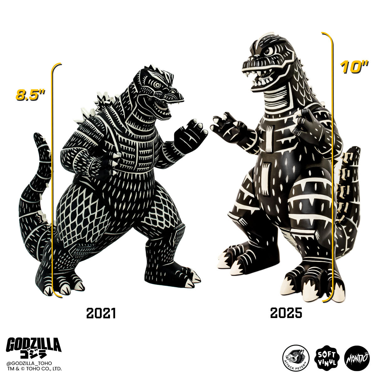 Godzilla Vinyl Designer Figure by Attack Peter - Linocut Variant Collectible Toy for Home Decor, Gift & Pop Culture Display