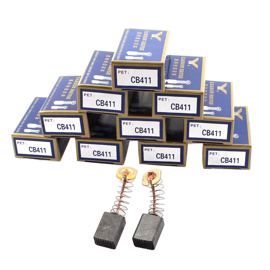 13mm x 8mm x 6mm CB411 Electric Motor Carbon Brushes - 10 Pairs for Power Tools, Appliances & Industrial Equipment - Durable Replacement Brushes for Motors, Generators & Cleaning Tools