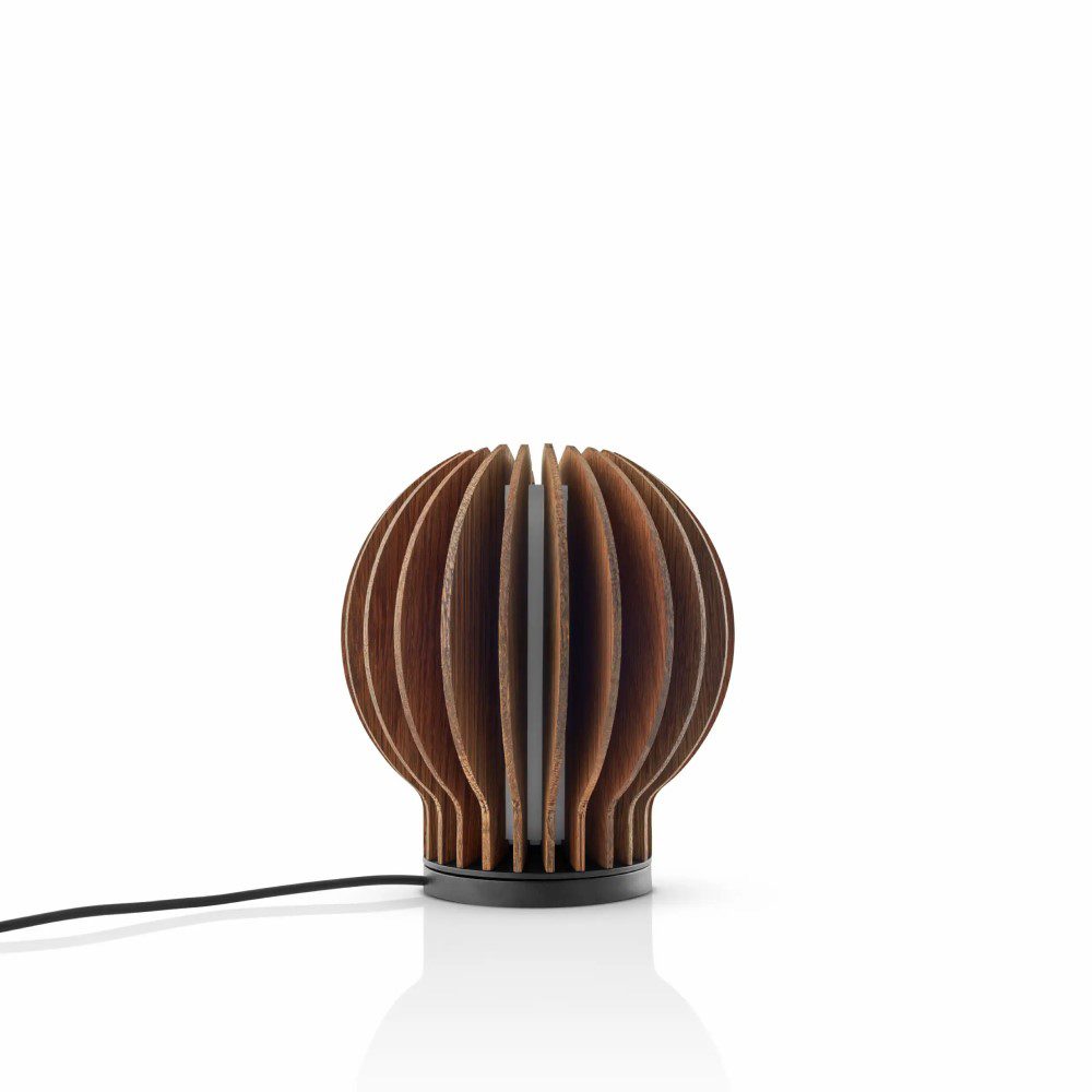 EVA SOLO Rechargeable LED Table Lamp - Round Smoked Oak Design, Dimmable & Portable for Bedroom, Living Room, Office Decor
