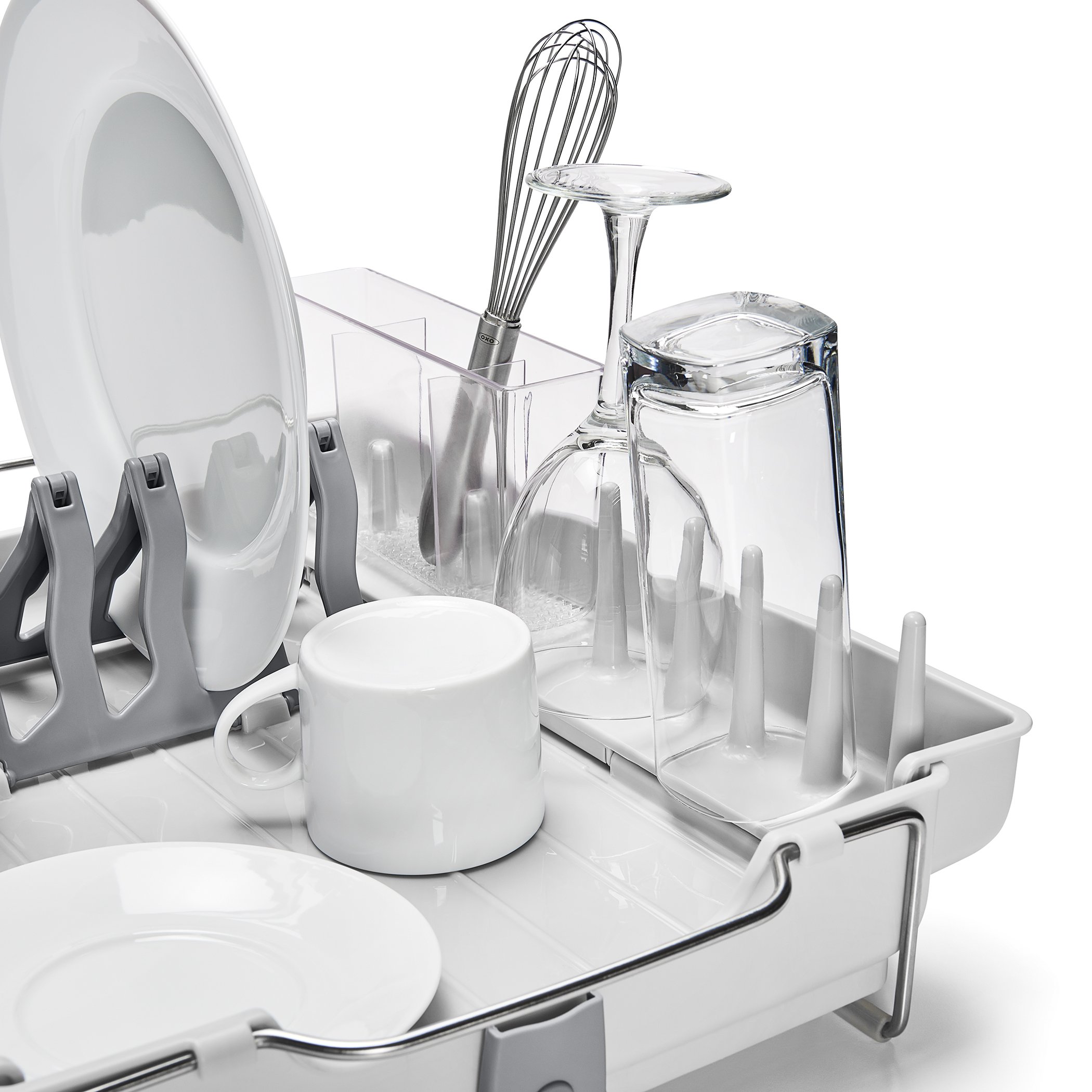 OXO Good Grips Foldable Dish Drying Rack - Space Saving Kitchen Organizer for Countertop, Sink & Small Spaces - Perfect for Apartments, RVs & Compact Kitchens