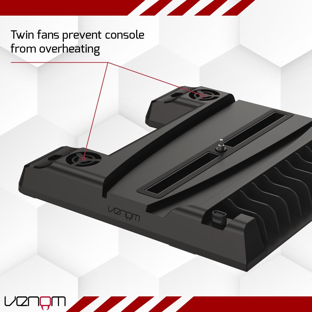 PS5 Cooling Stand with Dual Controller Charger - Fast Cooling Fan & USB Ports for PlayStation 5 - Perfect for Gaming Sessions & Console Protection