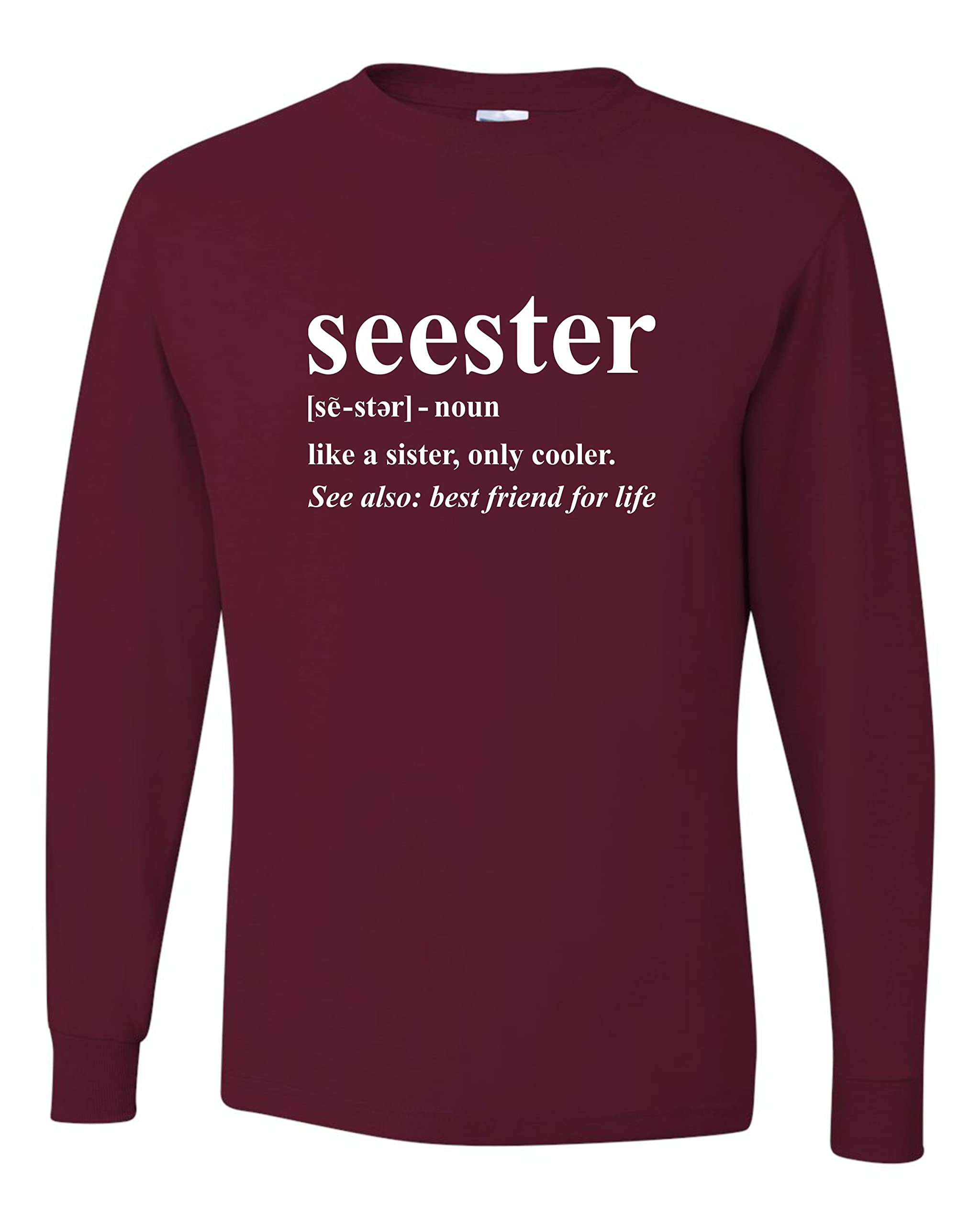Go All Out Adult Sister Like A Sister Only Cooler Long Sleeve T-Shirt - Funny Sibling Matching Outfit for Women, Best Gift for Sisters - Perfect for Family Reunions, Birthday Parties & Twin Day Events
