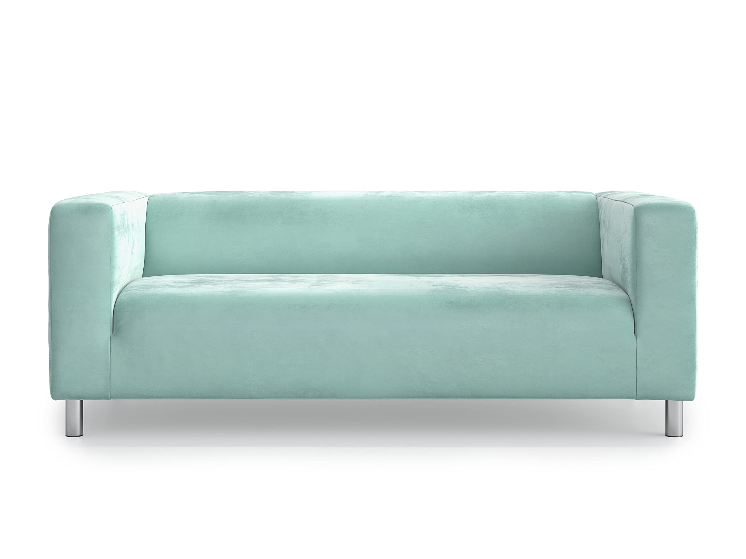 MASTERS OF COVERS Snug Fit Classic Velvet Klippan Loveseat Slipcover - Replacement Cover for IKEA Two Seater Klippan Sofa | Mint Green Velvet Fabric | Perfect for Living Room, Bedroom & Home Decor