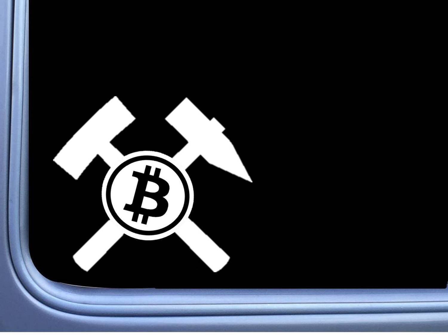 Bitcoin Miner Vinyl Car Decal - White 6