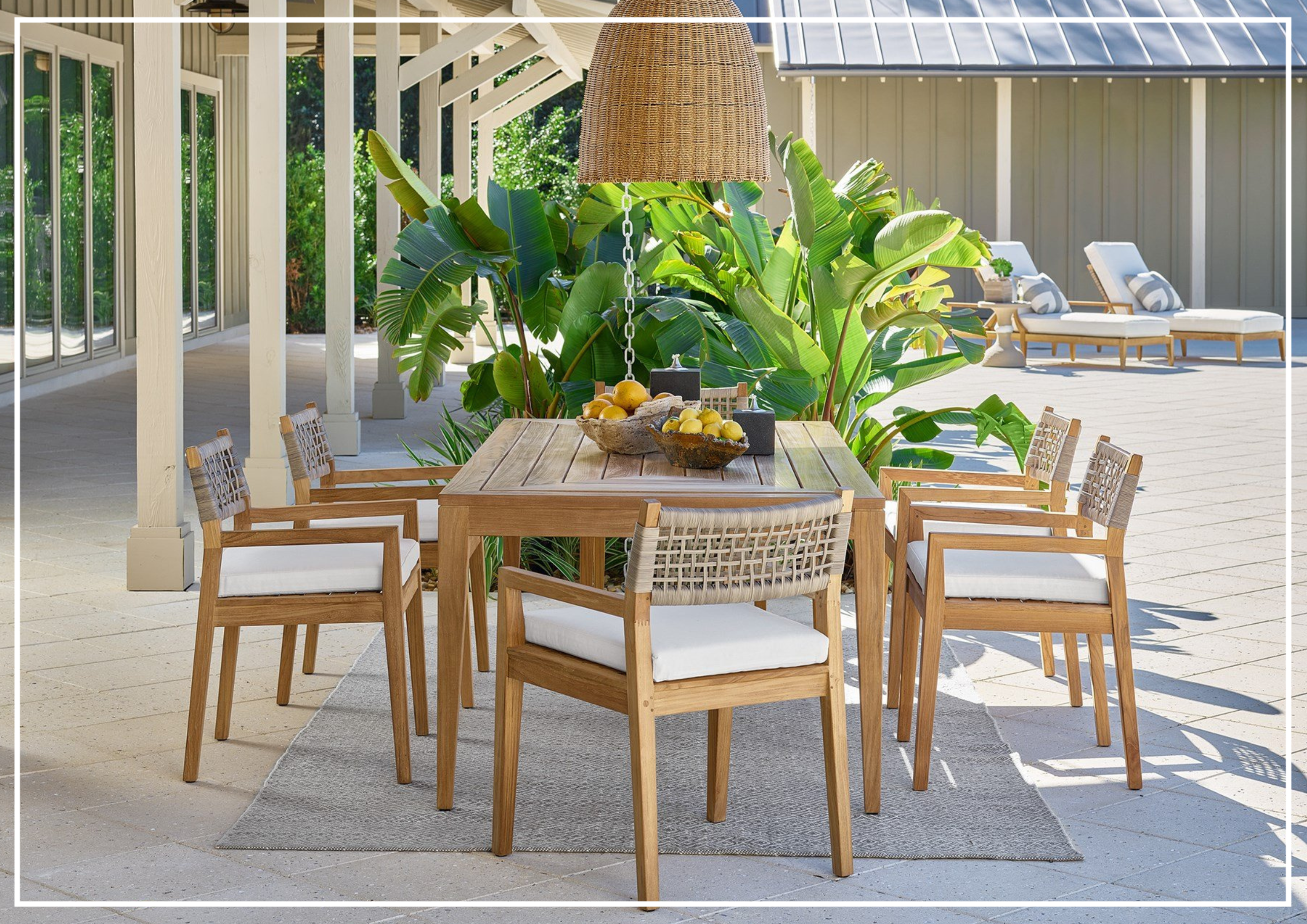 Universal Chesapeake Beige Outdoor Wooden Arm Chair - Weather-Resistant Patio Furniture for Garden, Poolside & Deck Relaxation