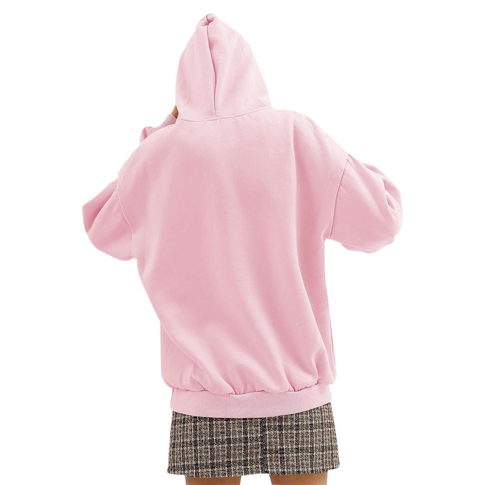 KEEVICI Women's Cute Strawberry Milk Hoodie - Korean Harajuku Style Loose Long Sleeve Kawaii Sweatshirt with Pockets | Casual Streetwear, Kawaii Fashion, Cute Outfit for Daily Wear & Instagram Photos