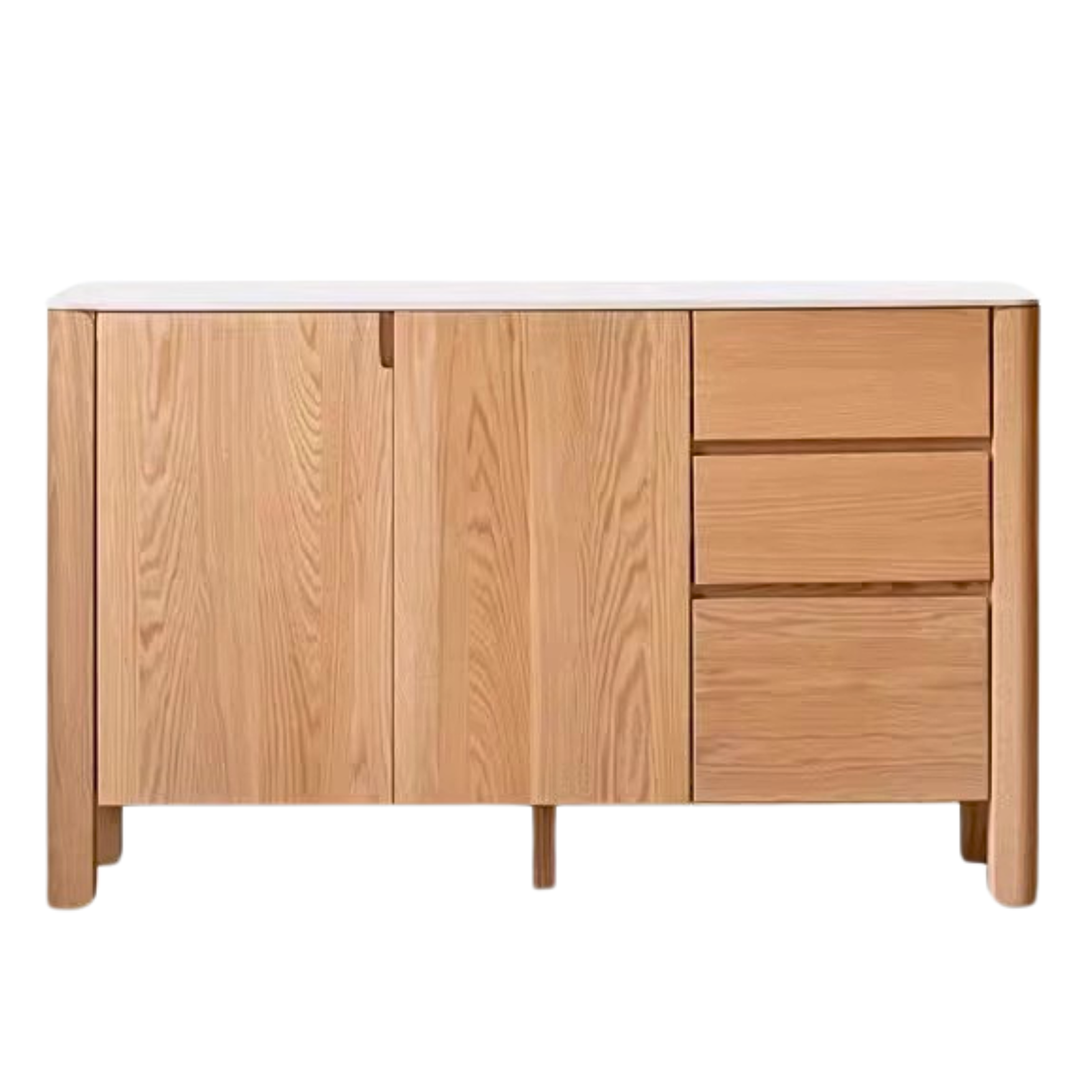 Premium Oak Solid Wood Perforated Rock Board Dining Sideboard - Rustic Kitchen Buffet Cabinet for Dining Room Storage & Display