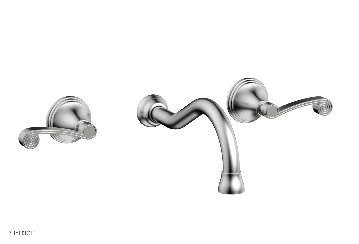 3RING Wall Lavatory Faucet Set with Curved Lever Handles - DWL206 - Perfect for Bathroom Sink, Powder Room and Guest Bath Installation