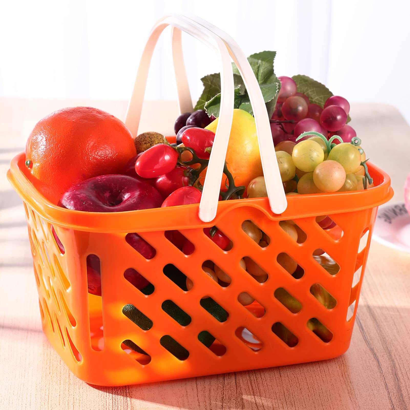 TOYANDONA 2-Piece Pretend Play Shopping Basket Set for Kids - Mini Grocery Cart with Handle for Role Play, Learning & Imagination - Perfect for Preschool Playtime, Birthday Gifts & Toddler Educational Toys