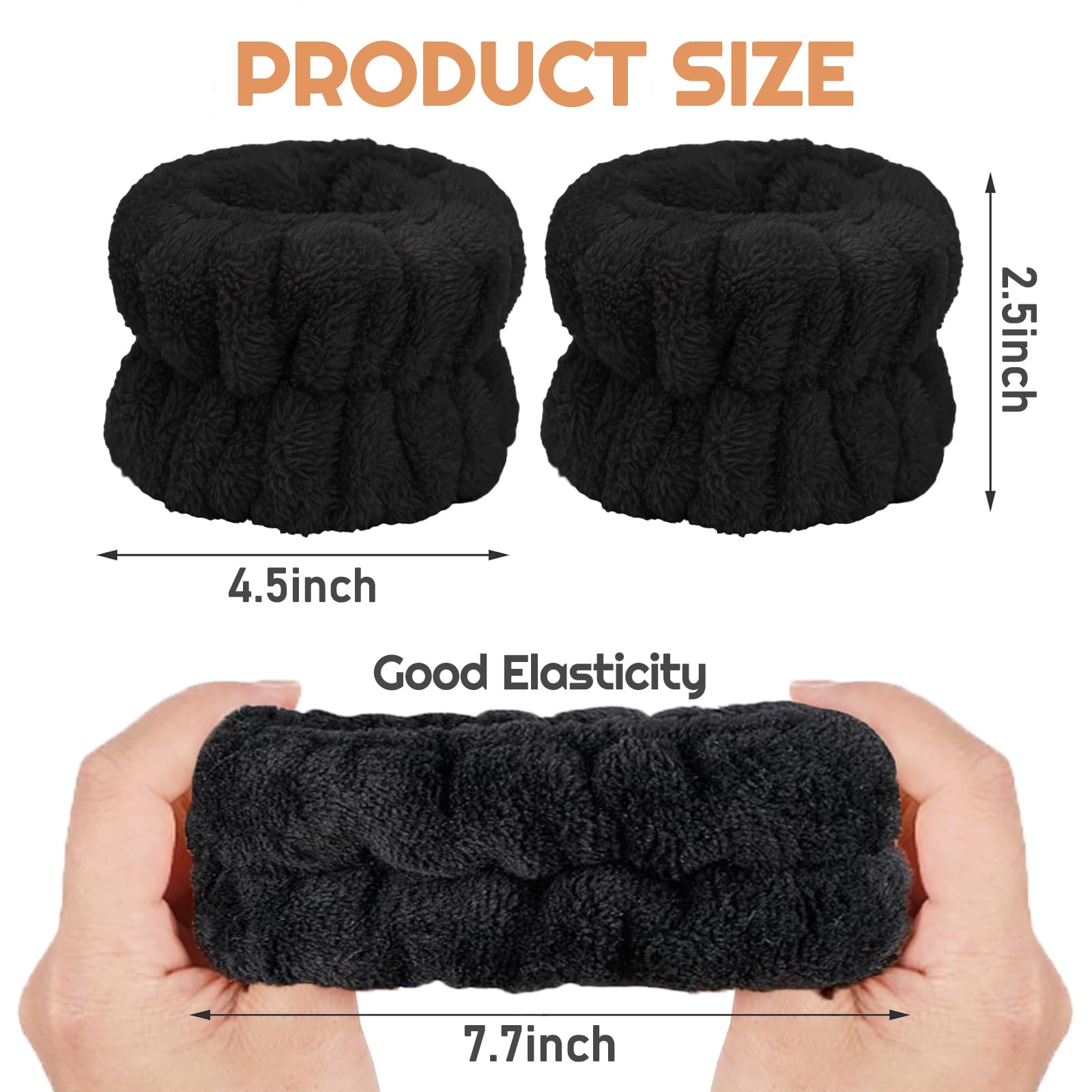 **Microfiber Face Washing Wristbands – Absorbent Wrist Towel for Skincare & Makeup, Prevents Water & Cleanser Dripping (Black) – Perfect for Travel, Gym & Daily Face Cleansing**