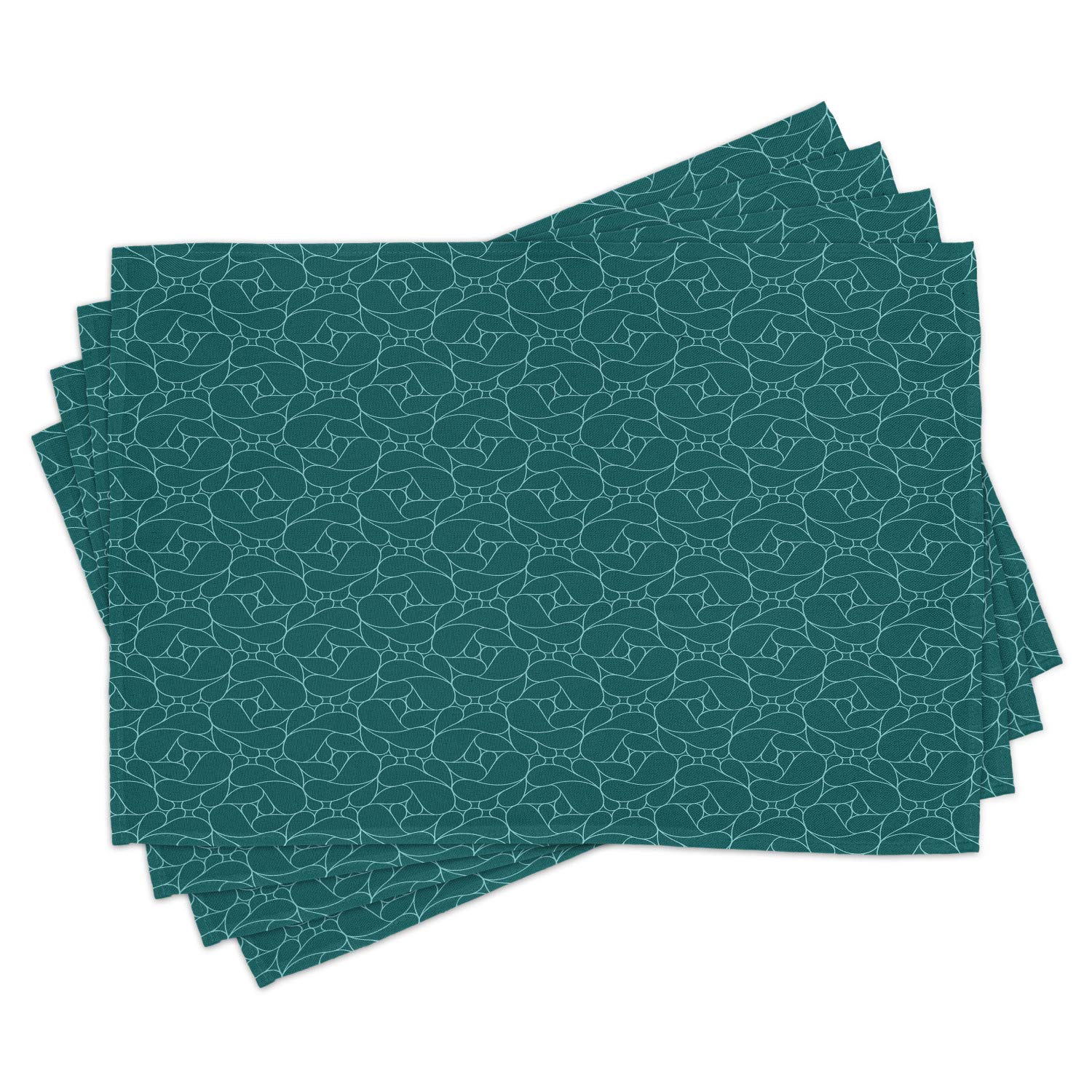 Ambesonne Modern Abstract Line Art Place Mats Set of 4 - Water Drop Pattern Washable Fabric Dining Table Mats for Kitchen & Dining Room Decor in Teal Turquoise - Perfect for Dinner Parties, Holiday Gatherings & Everyday Meals