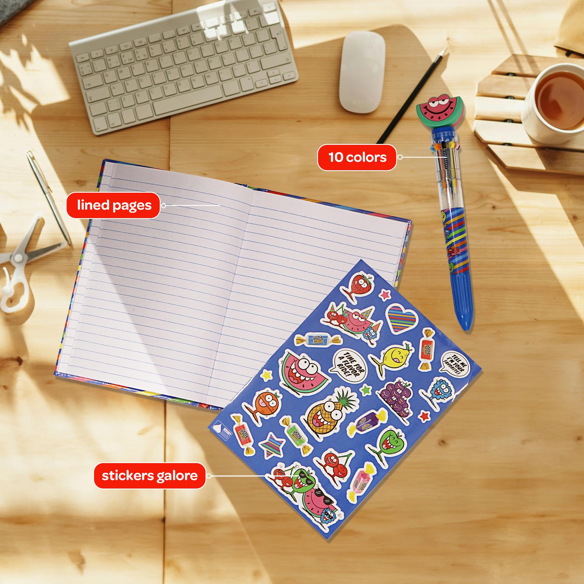 Jolly Rancher Notebook Set for Kids - Blue with Stickers & Pens | Birthday Gift for 6-8 Year Olds | School & Creative Writing