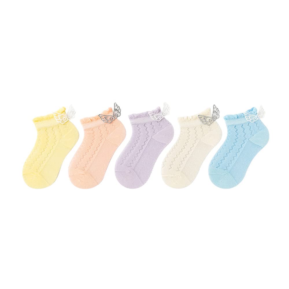 Girls Lace Ruffle Ankle Socks - 5 Pack Cotton Eyelet Princess Socks with Frilly Trim, Breathable Mesh for Summer | Perfect for School, Parties & Dress-Up Outfits