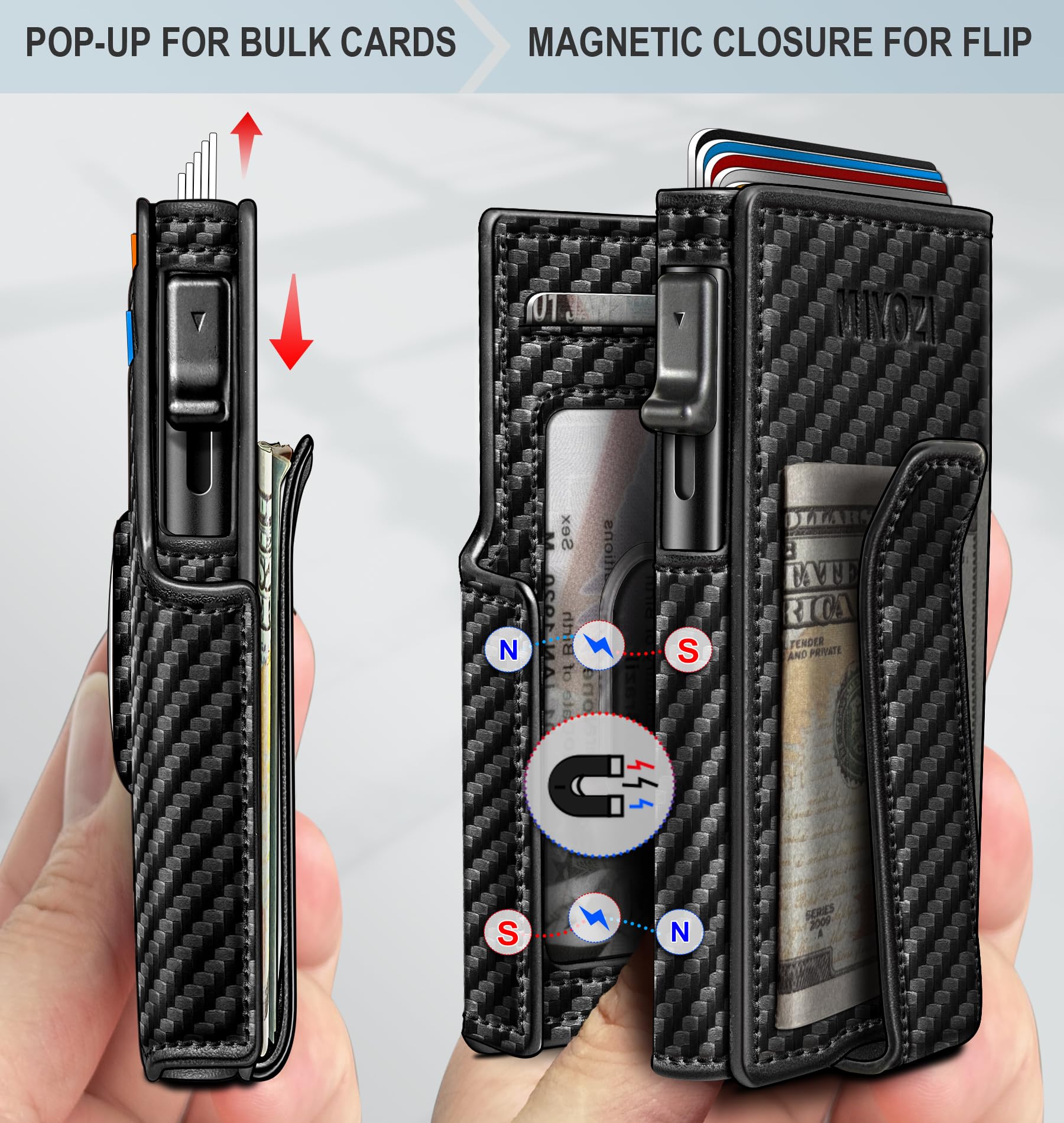 Premium RFID Blocking Metal Wallet for Men - Slim Smart Pop-Up Credit Card Holder with Money Clip, Holds 10 Cards, Magnetic Closure & Gift Box - Perfect for Travel, Business & Everyday Use