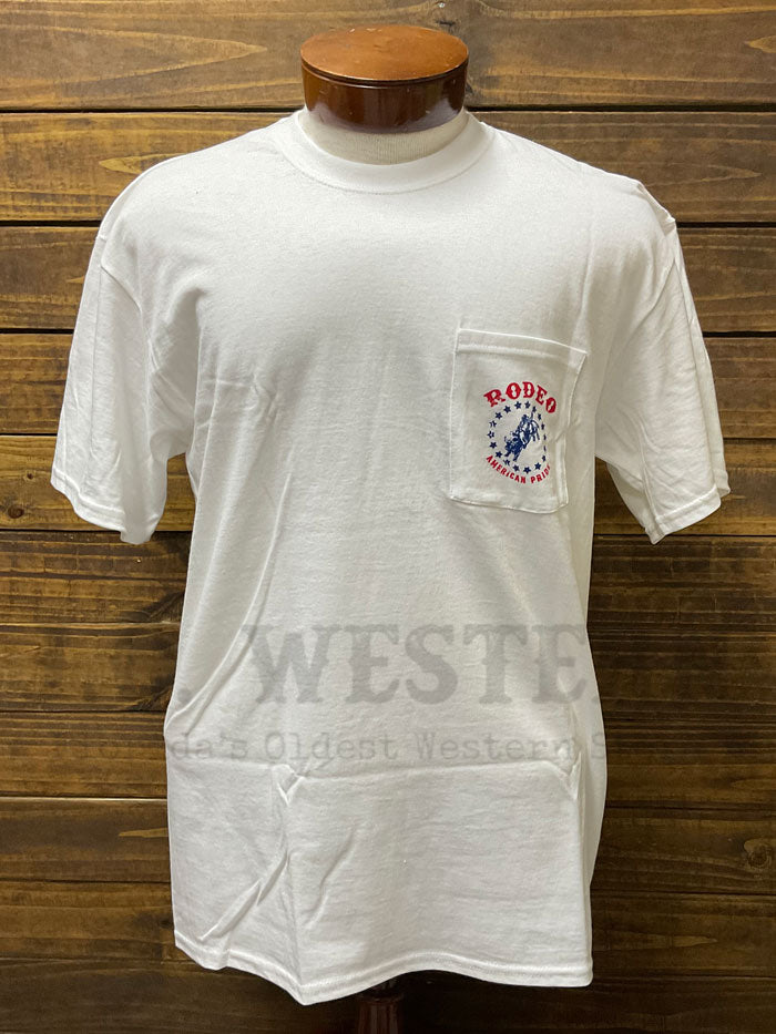 JC Western JCWAP WHT Men's American Pride Patriotic Short Sleeve T-Shirt - White Cotton Comfort Fit Tee for Casual Wear, 4th of July Celebrations & Outdoor Activities