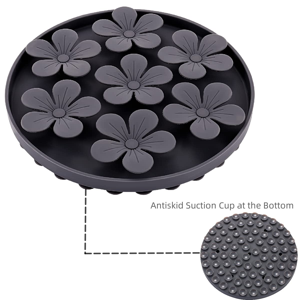 Slow Feeder Cat Dog Bowl - Flower Shaped Silicone Rubber Pet Food Dish to Reduce Eating Speed for Puppy, Kitten & Adult Pets - Perfect for Fast Eaters & Mealtime Enrichment