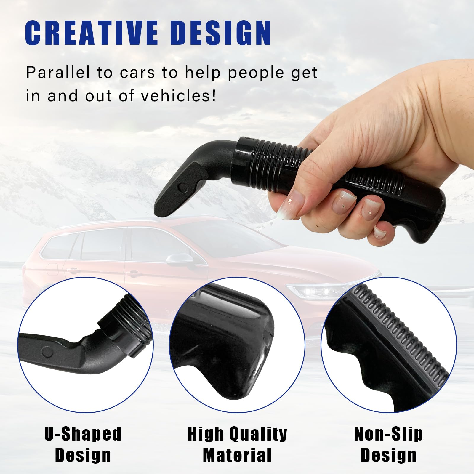 Augeny Universal Car Door Assist Handle for Seniors & Handicapped - Portable Vehicle Support Bar for Easy Entry & Exit - Durable Automotive Mobility Aid (Black) - Ideal for Elderly, Disabled & Post-Surgery Recovery