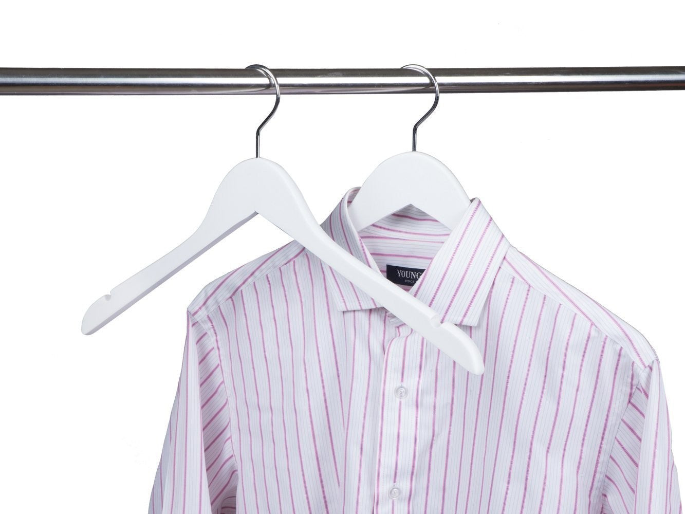 Premium White Wooden Dress Shirt Hangers - Heavy Duty Closet Organizer for Men's Business Attire, Formal Wear & Suits - Perfect for Home, Office & Retail Clothing Display