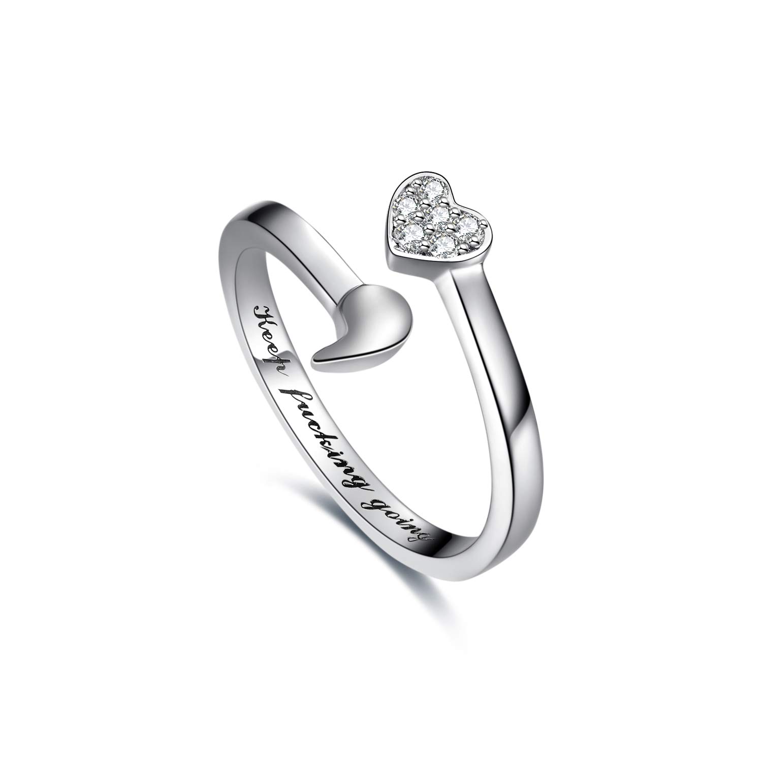 925 Sterling Silver Keep Going Semicolon Ring - Inspirational Jewelry Gift for Women, Depression Awareness, Anxiety Support - Perfect for Daily Wear, Motivational Present, Self-Love Reminder