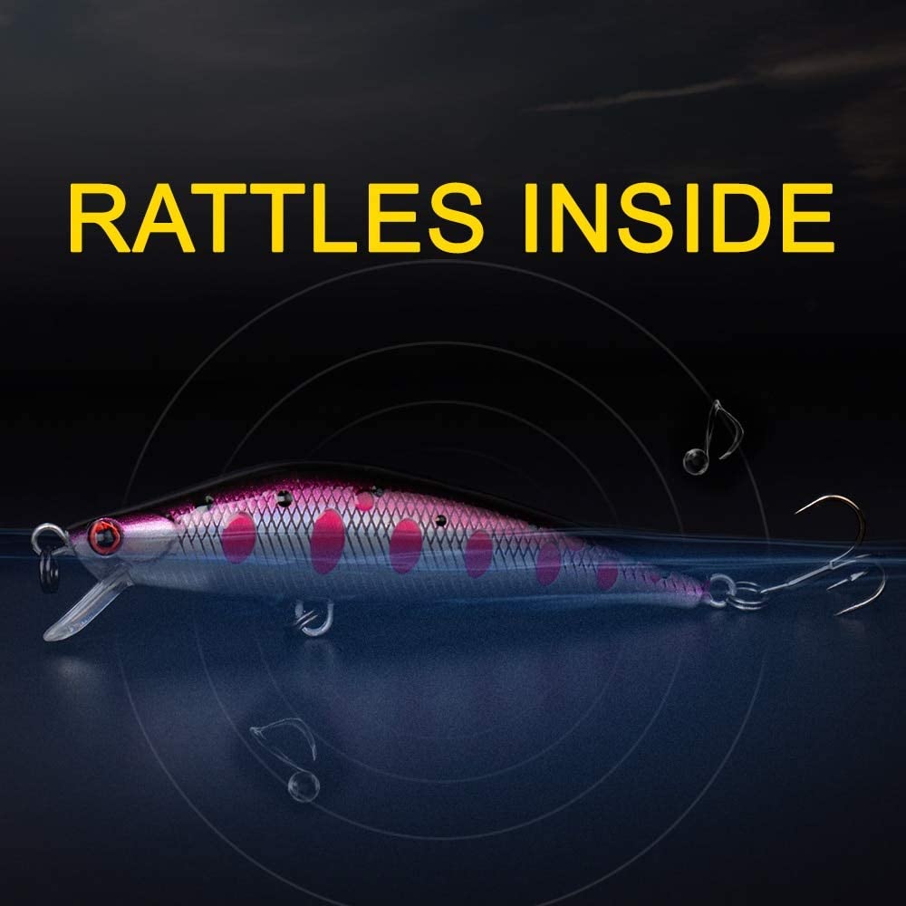 Ubersweet® Short Lip Lifelike Eyes Minnow Fishing Lure 75mm 8g - Realistic Jerkbait for Bass, Trout & Freshwater Fishing (Color: 006) | Perfect for Casting, Trolling & Tournament Fishing