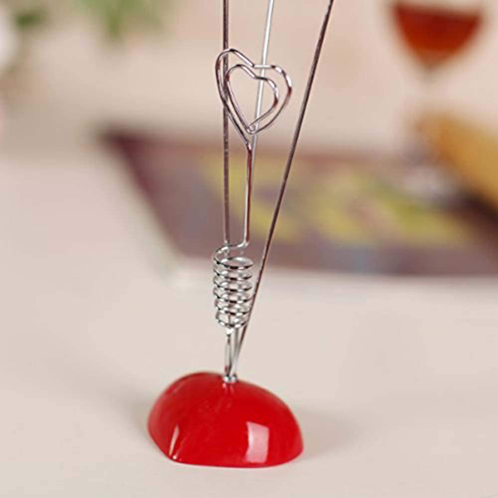 Heart-Shaped Photo & Gift Card Holder - Silver & Red Display Stand for Wedding, Christmas, Party Decorations