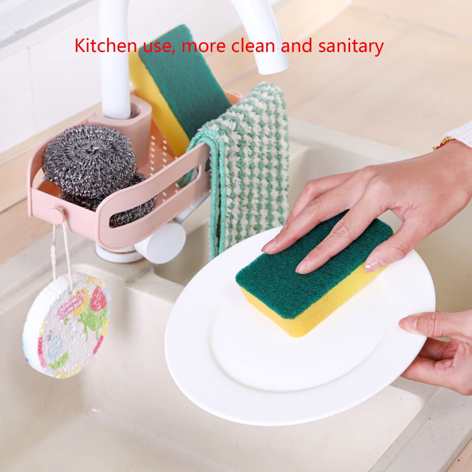 Stainless Steel Sponge Holder for Kitchen Sink - Drain Rack & Soap Dish Organizer - Bathroom & Kitchen Storage Accessories - Perfect for Sponges, Towels, and Soap by Faucet or Sink