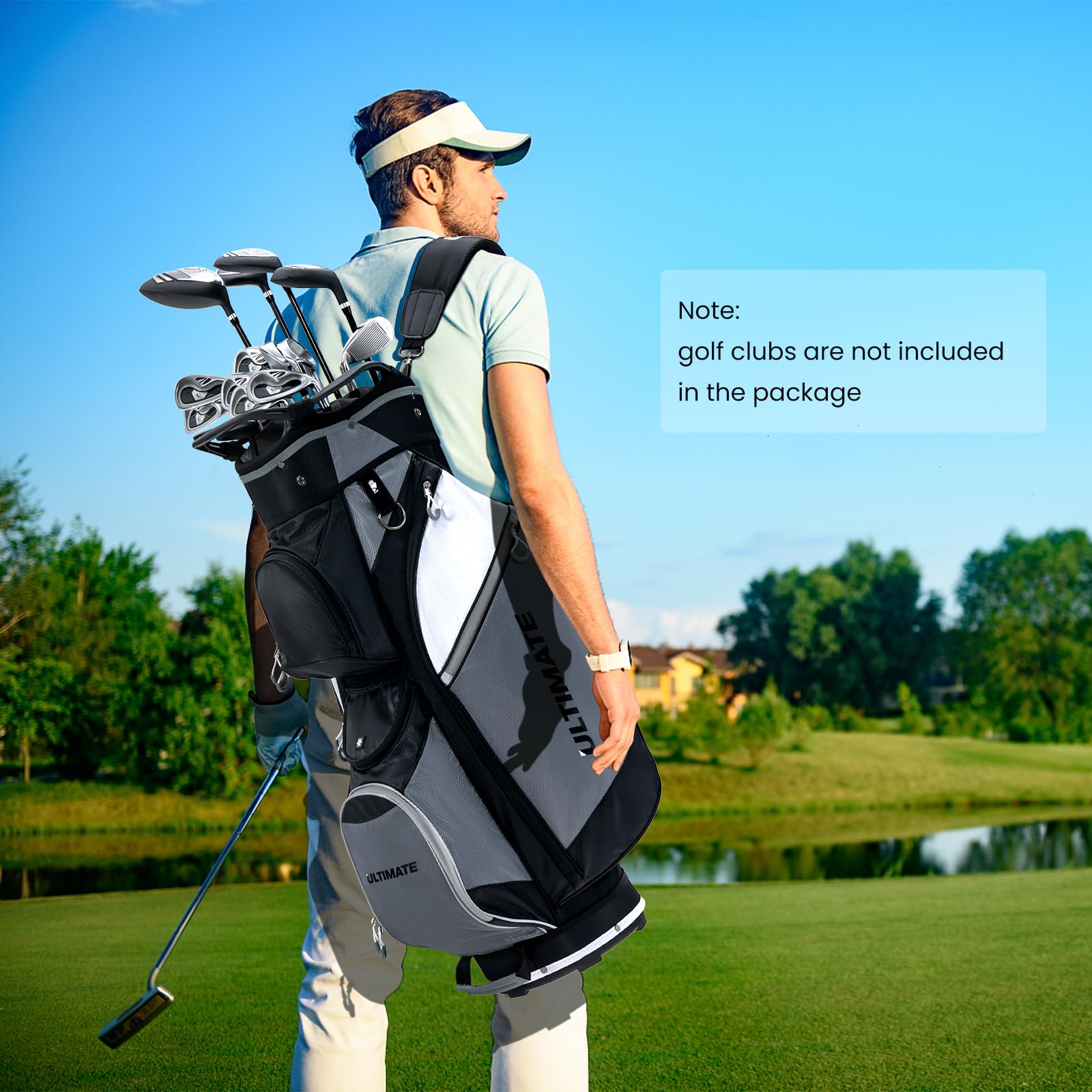 **Goplus 14-Way Top Divider Golf Cart Bag with 7 Zipped Pockets, Cooler Compartment & Rain Hood - Lightweight Golf Club Bag with Detachable Shoulder Strap for Men & Women - Perfect for Golf Tournaments, Driving Range & Travel**