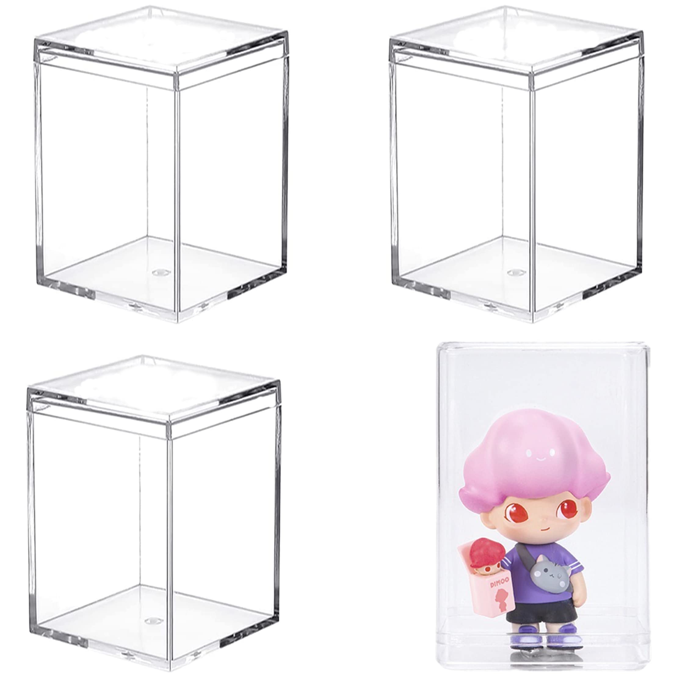 Clear Acrylic Display Box with Lid - 3.7x2.5x2.2 Inch Square Plastic Storage Container for Jewelry, Candy, Party Favors & Small Items - Perfect for Organizing, Gifting and Retail Displays