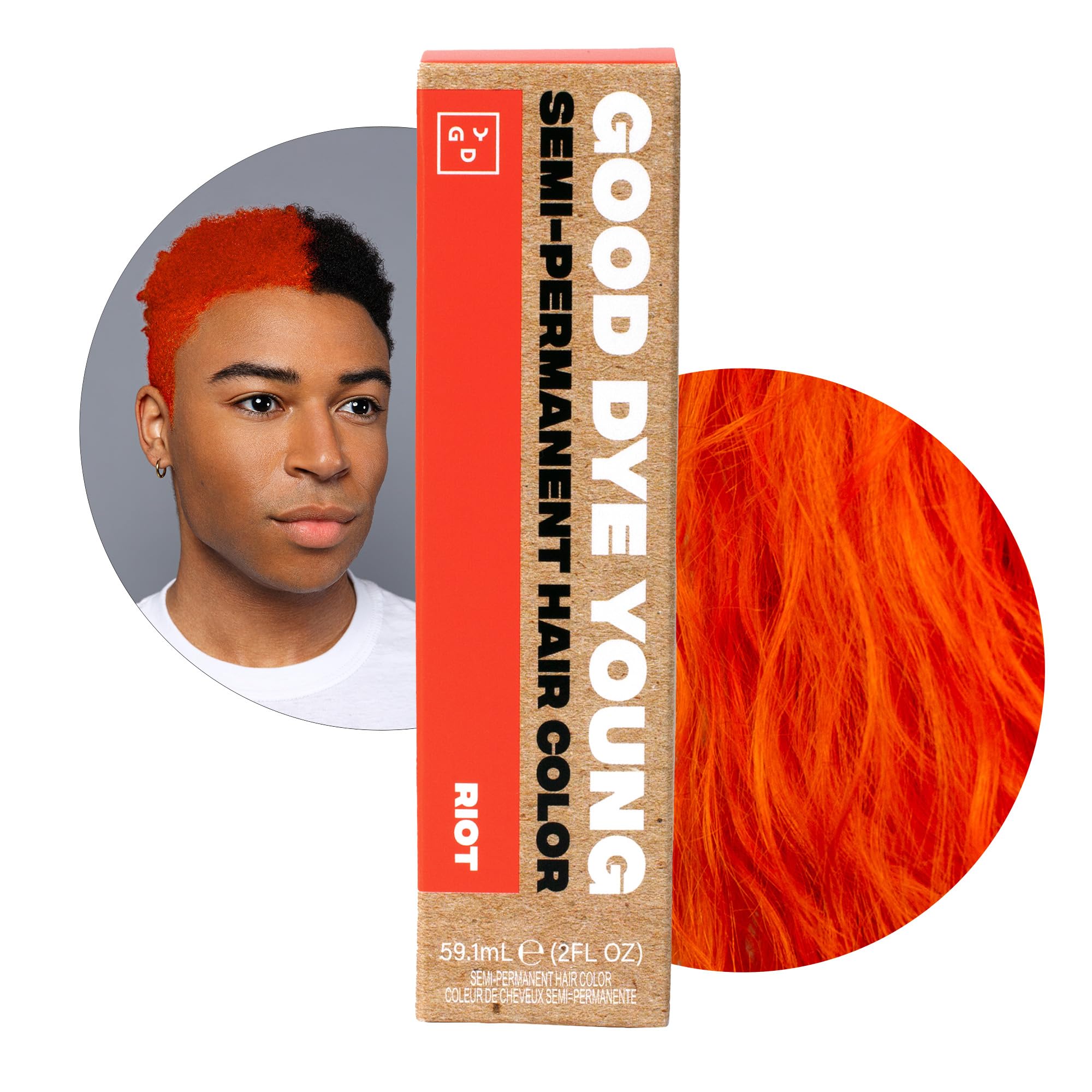 Good Dye Young Streaks and Strands Semi-Permanent Hair Color - Vibrant Riot Orange UV Protective Dye Lasts 15-24 Washes | Conditioning, PPD-Free, Vegan & Cruelty-Free | Perfect for Festivals, Cosplay & Bold Hair Transformations