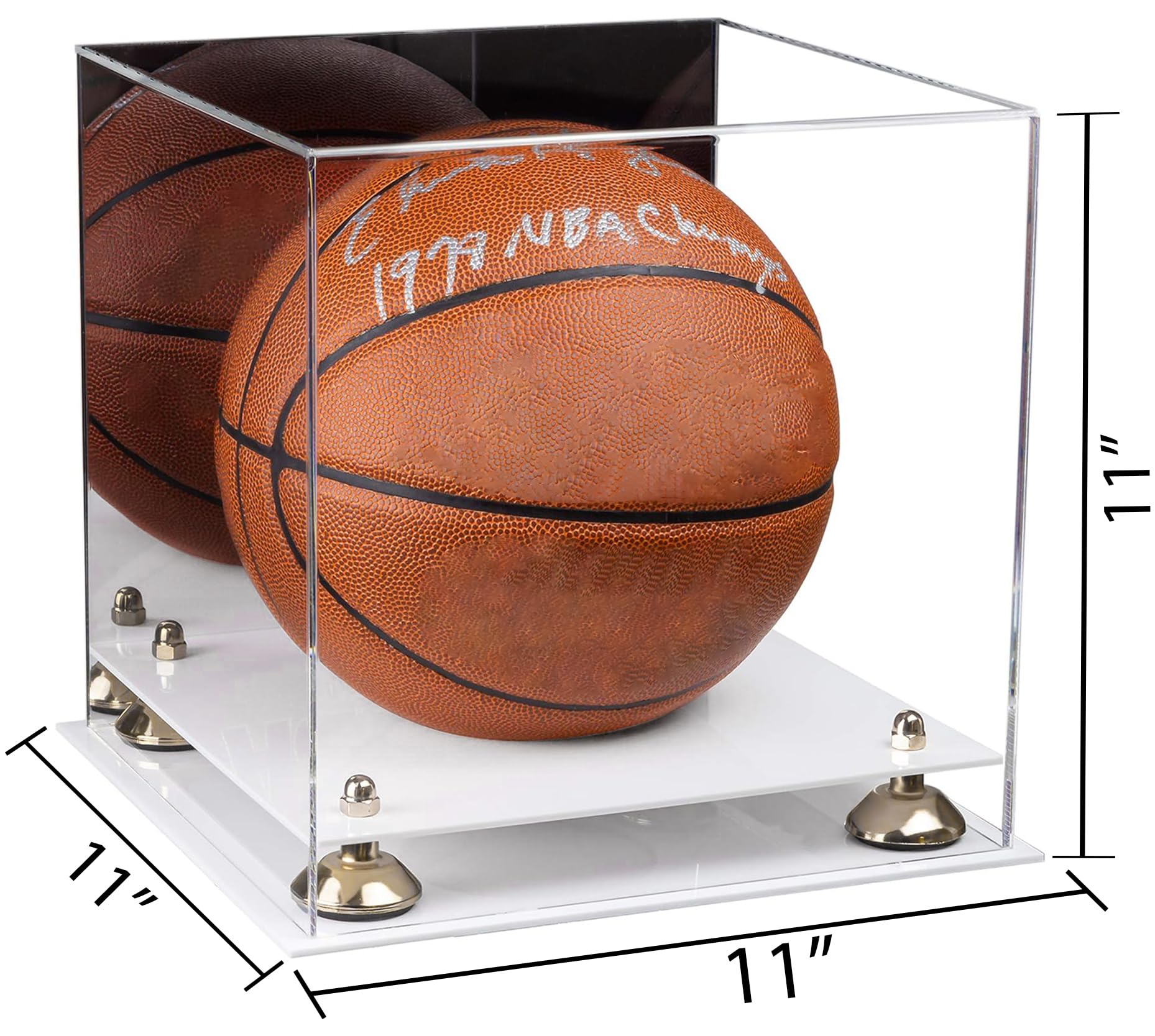 Premium Acrylic Full-Size Basketball Display Case with Wooden Risers - Perfect for Showcasing Collectibles, Memorabilia & Trophies in Home, Office or Sports Room