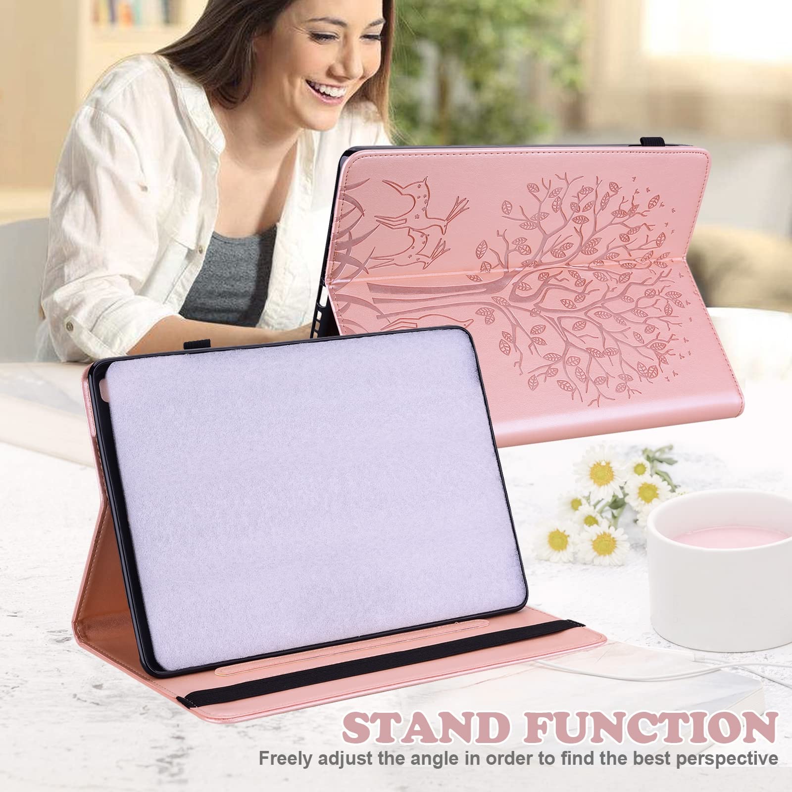 Lenovo Tab M9 Leather Tablet Case with Tree & Deer Embossed Design - Perfect for Work, Travel, and Home Use