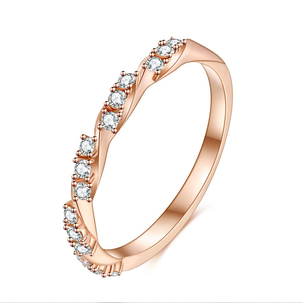 925 Sterling Silver Rose Gold Twisted Ring - Elegant Engagement & Wedding Band for Women - Perfect for Proposals, Anniversaries and Romantic Occasions