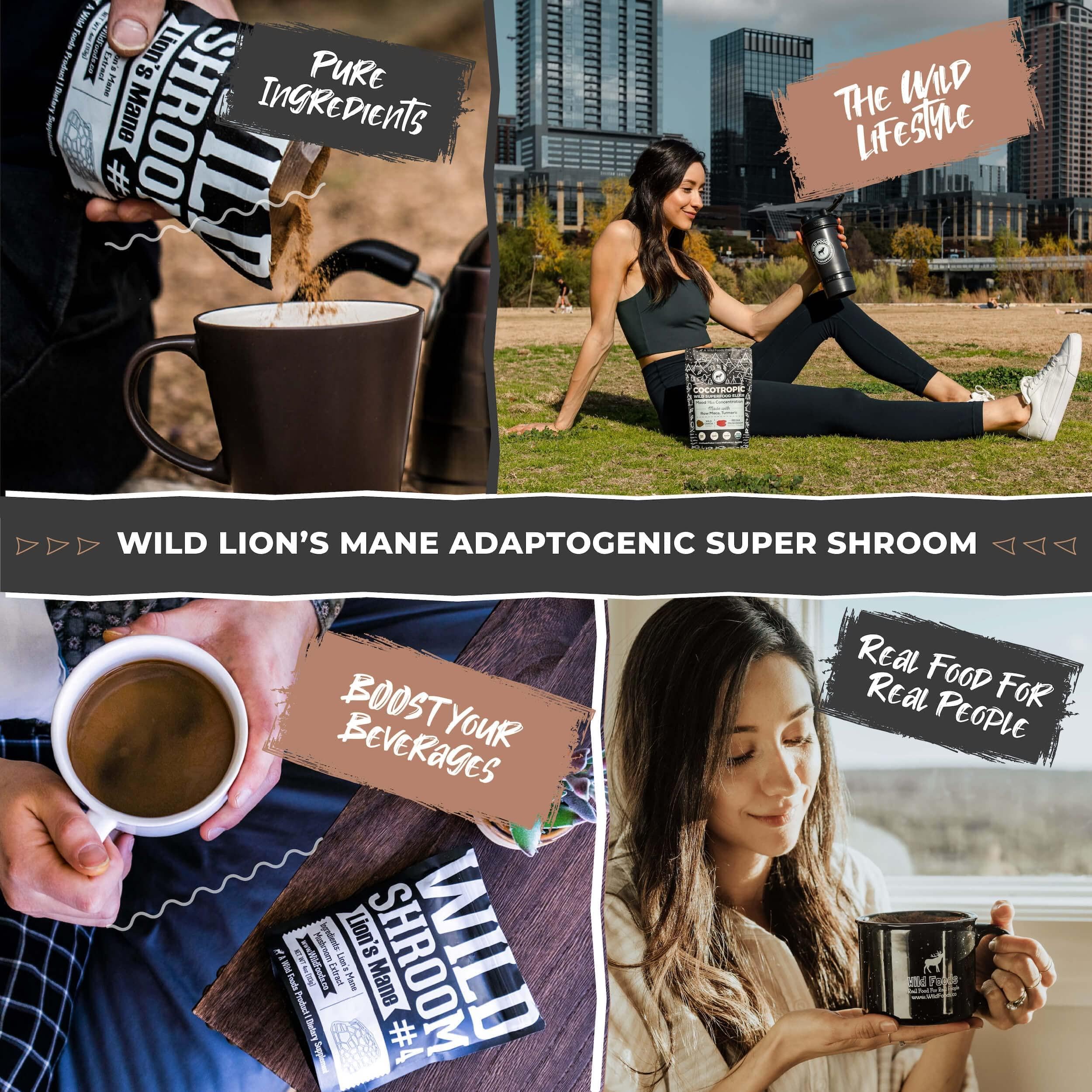 Organic Lions Mane Mushroom Extract Powder 10:1 | Wild Harvested Adaptogenic Nootropic Supplement for Brain Health, Memory & Focus | Vegan, Gluten-Free Mushroom Powder (4oz) | Perfect for Coffee, Smoothies & Cognitive Support