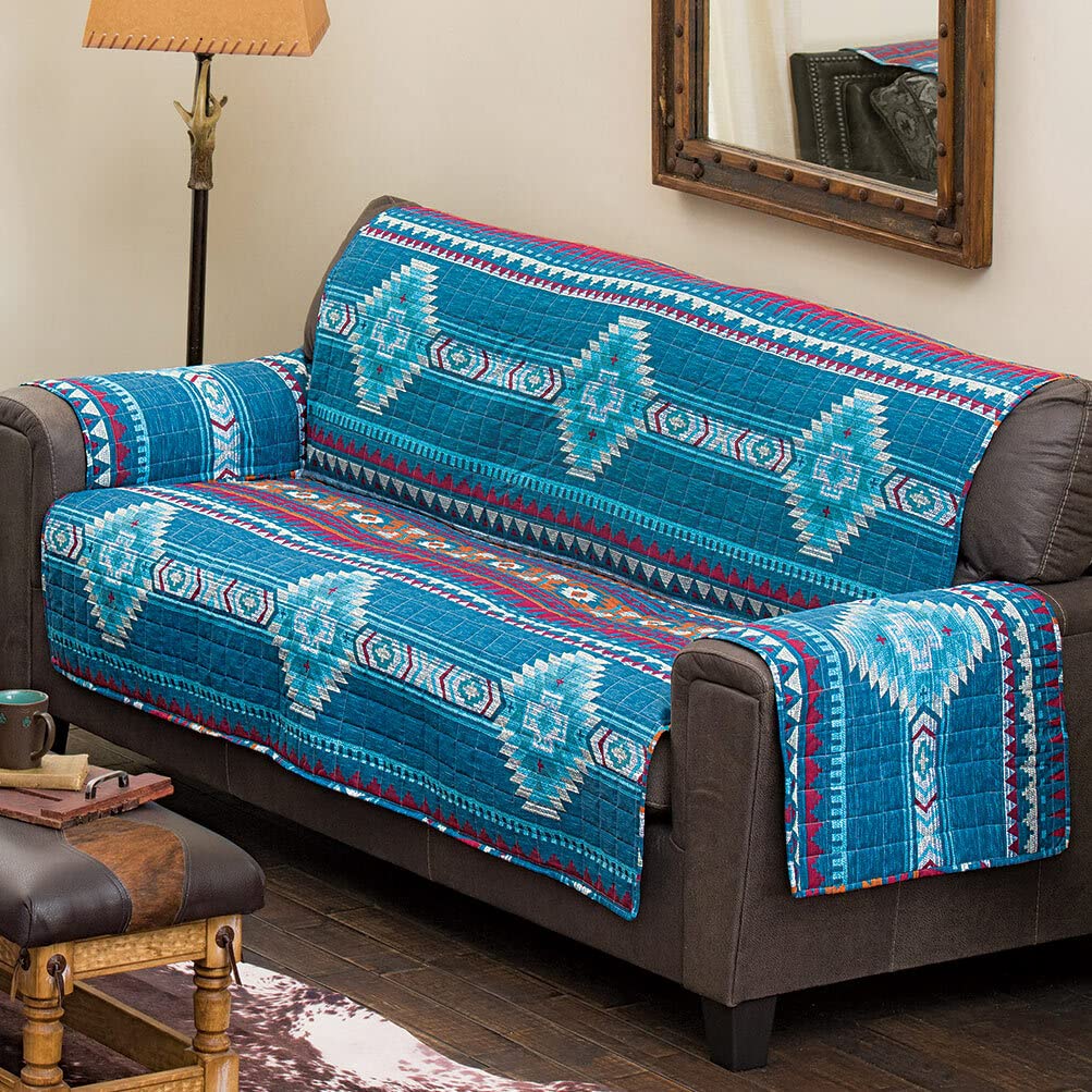 BLACK FOREST DECOR Blue Mesa Sofa Cover - Waterproof Stretchable Couch Slipcover for Pets & Kids - Perfect for Living Room, Bedroom Furniture Protection (Clearance Sale)