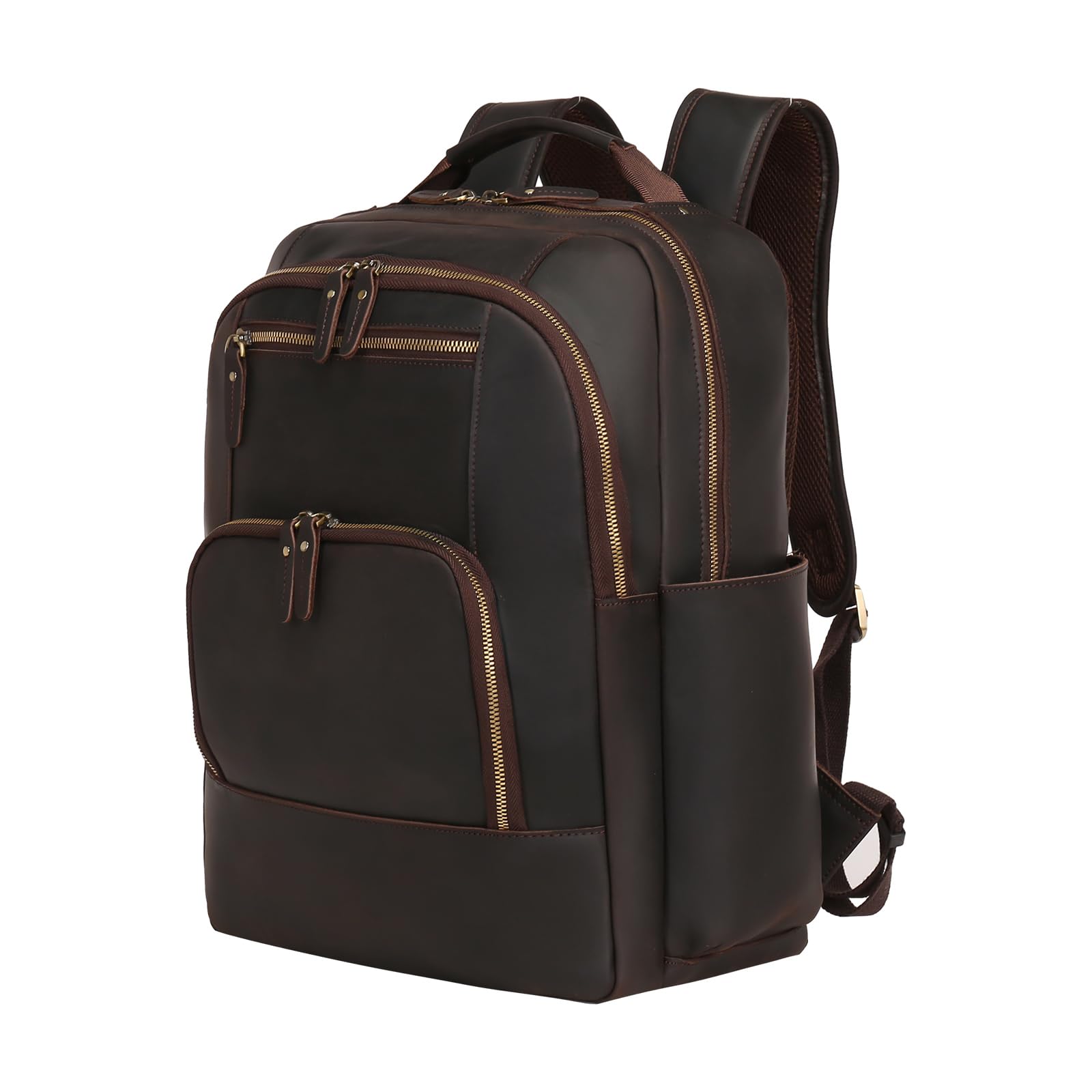 Genuine Leather Men's Backpack 17.3 Inch Laptop Bag - Durable Travel Daypack for Hiking, Camping & Business Commute | Water-Resistant Casual Rucksack for Work, School & Outdoor Adventures