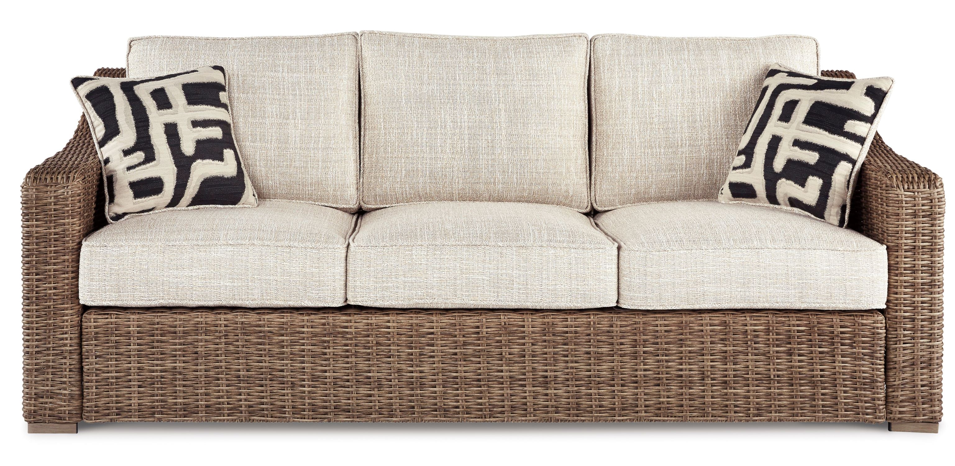 Beachcroft Outdoor Sofa Set - Water-Resistant Beige & Brown Patio Furniture for Backyard, Garden, and Poolside Relaxation