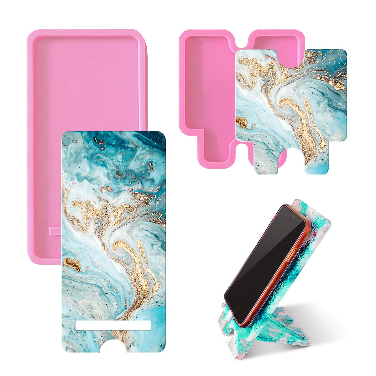 Premium Silicone Resin Phone Stand Mold - DIY Epoxy Resin Craft Holder for Smartphones | Perfect for Crafting, Desk Organizers & Gift Making