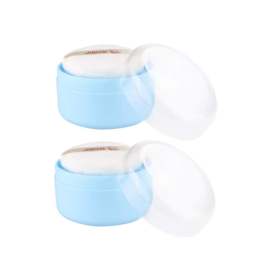 Healifty 2-Piece Makeup Powder Puff Set with Empty Body Powder Container & Sifter - Soft Bath Powder Puffs for Home & Travel - Ideal for Post-Shower, Baby Care & On-the-Go Touch Ups