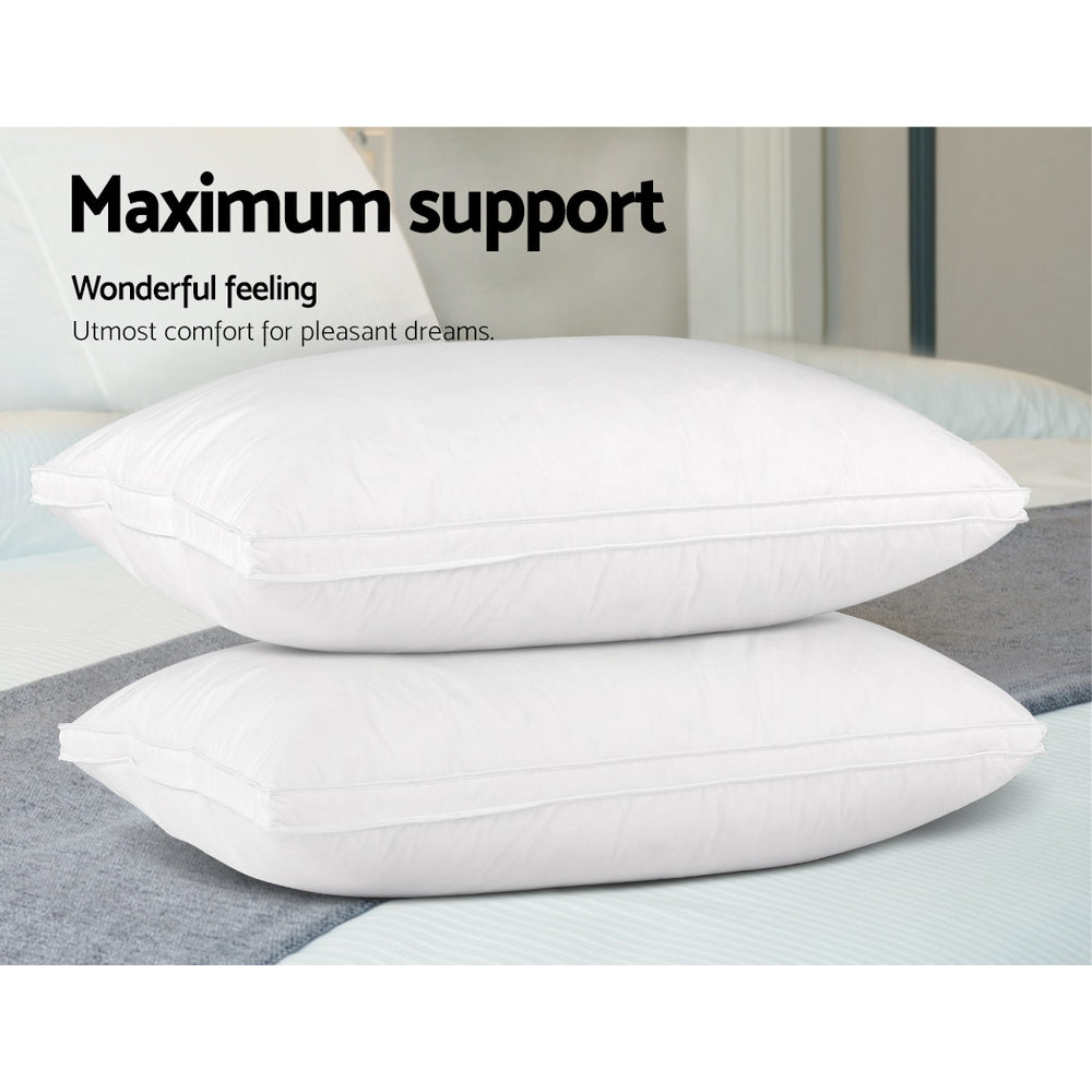 Premium Duck Feather Down Pillow Set of 2 - Ultra Soft Hypoallergenic Bed Pillows for Side, Back & Stomach Sleepers - Perfect for Home, Hotel & Travel Use