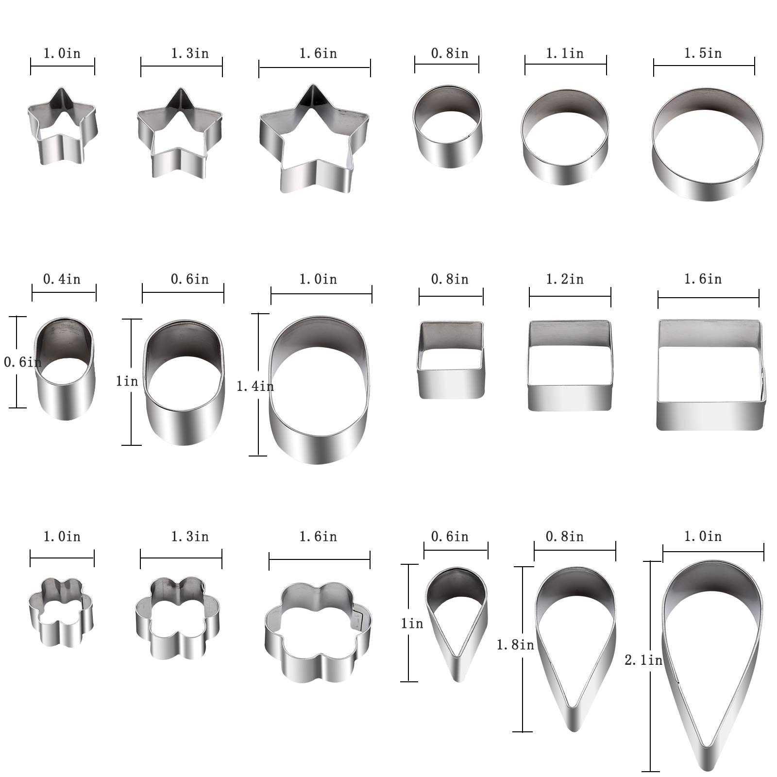 ZMJY Mini Cookie Cutter Set - 30 Stainless Steel Shapes (Heart, Star, Flower) for Baking, Pastry Dough, Pie Crust & Fondant - Perfect for Christmas Cookies, Birthday Cakes & DIY Dessert Decorations