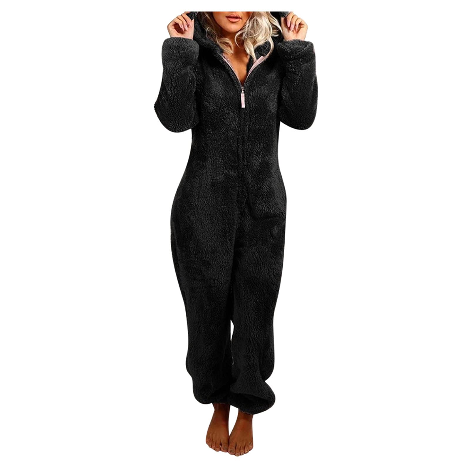 Women's 2-Piece Fleece Tracksuit Set - Cozy Zipper Hoodie & Sweatpants Outfit for Lounge Wear, Winter Comfort & Casual Fashion