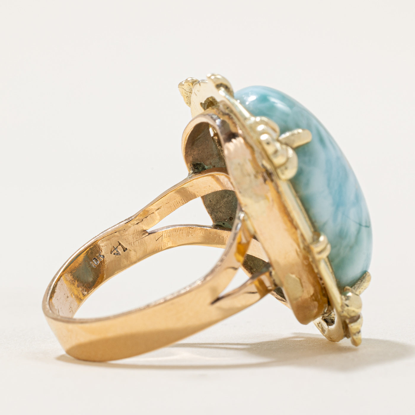 Larimar Cocktail Ring - 22.00ct Genuine Gemstone - Size 10.25 - Handmade Silver Jewelry for Women - Perfect for Parties, Weddings & Special Occasions